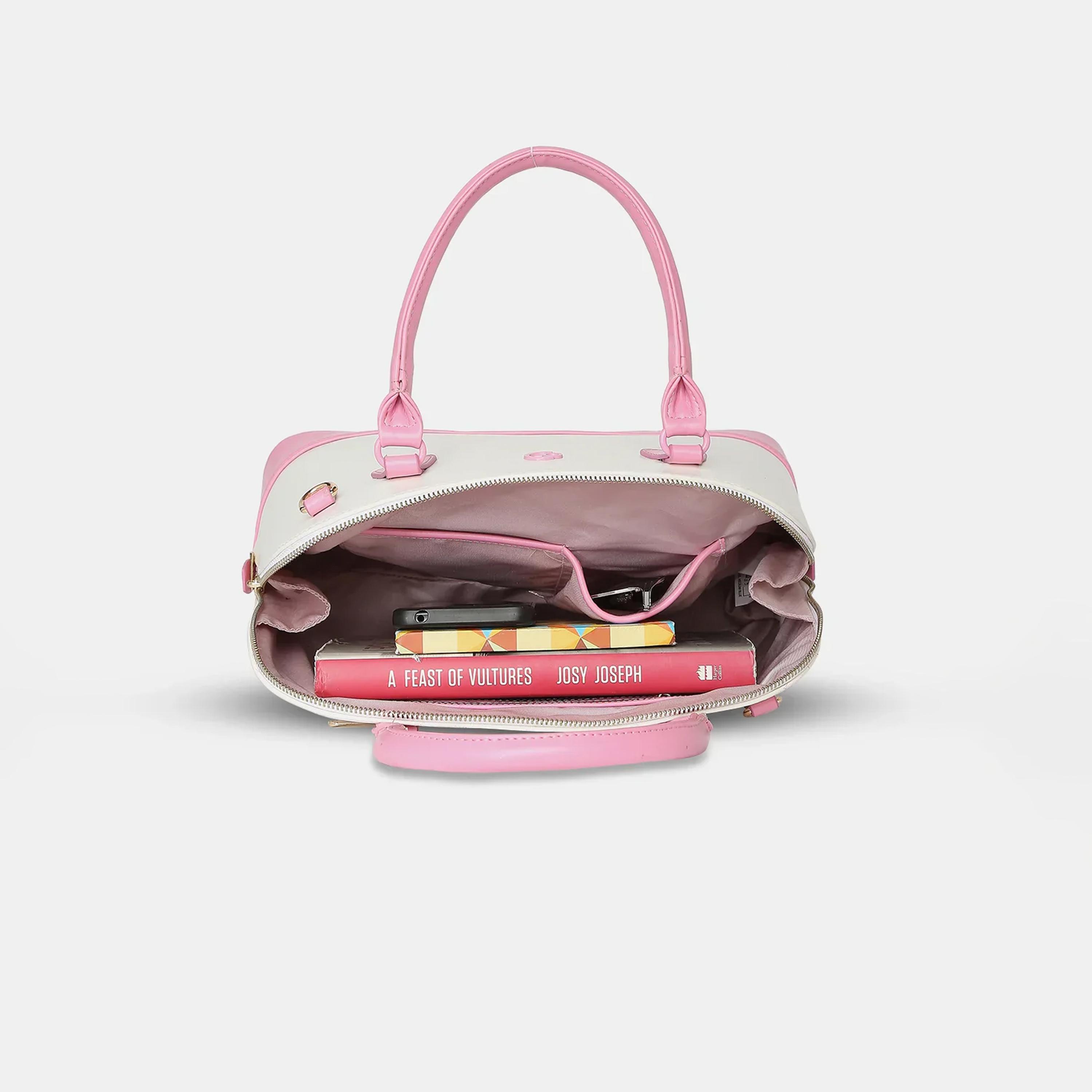 Caprese Aurora Color Block Double Handle Satchel Bag with Zipper and Detachable Strap | 28 x 22 x 11 CM-women-bagsandwallets-handbags-image-4