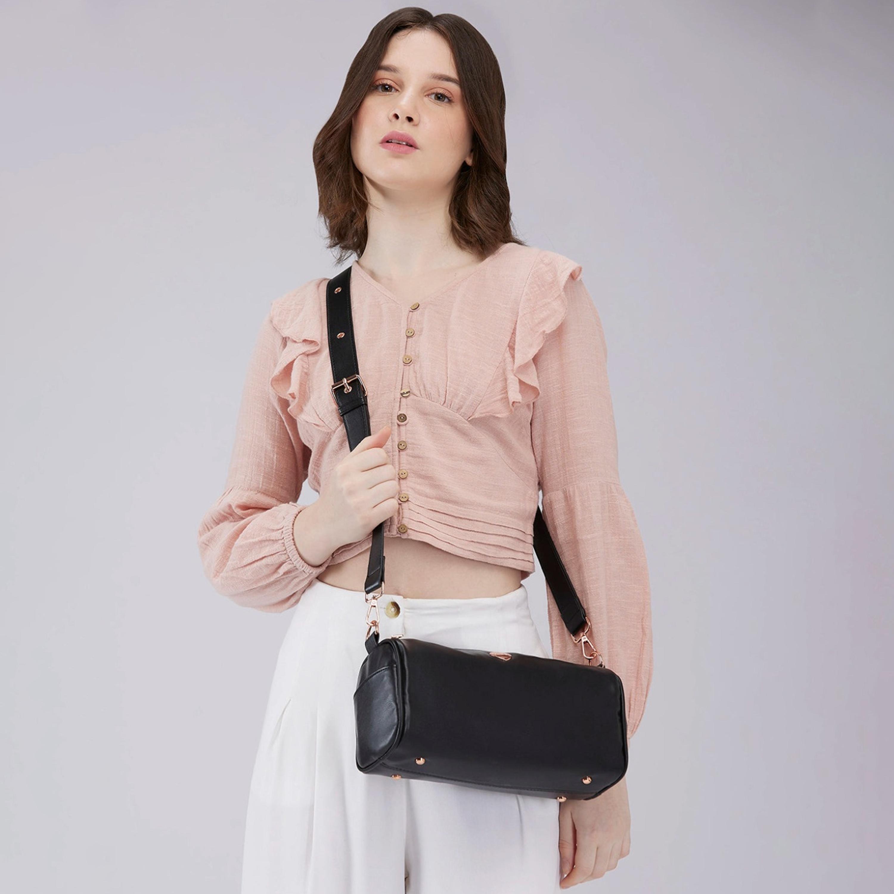 Caprese Ava Plain Crossbody Bag with Zipper and Detachable Strap | 23 x 19 x 8 CM-women-bagsandwallets-handbags-image-2