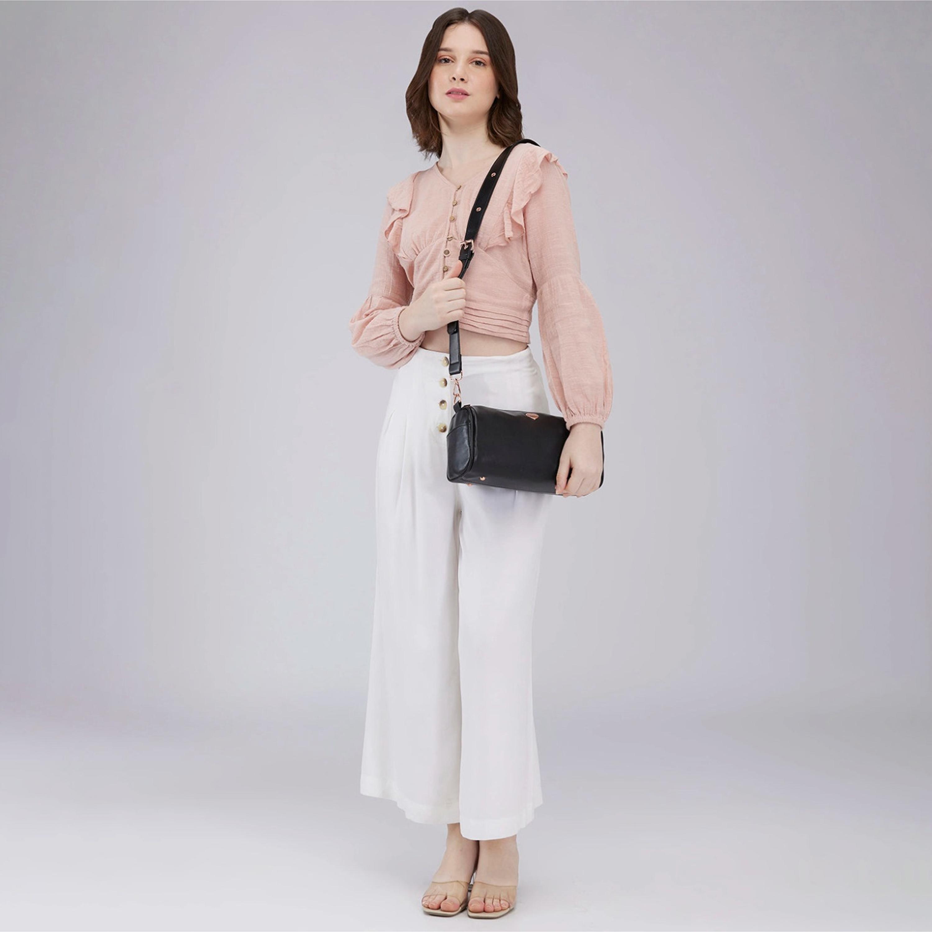 Caprese Ava Plain Crossbody Bag with Zipper and Detachable Strap | 23 x 19 x 8 CM-women-bagsandwallets-handbags-image-3