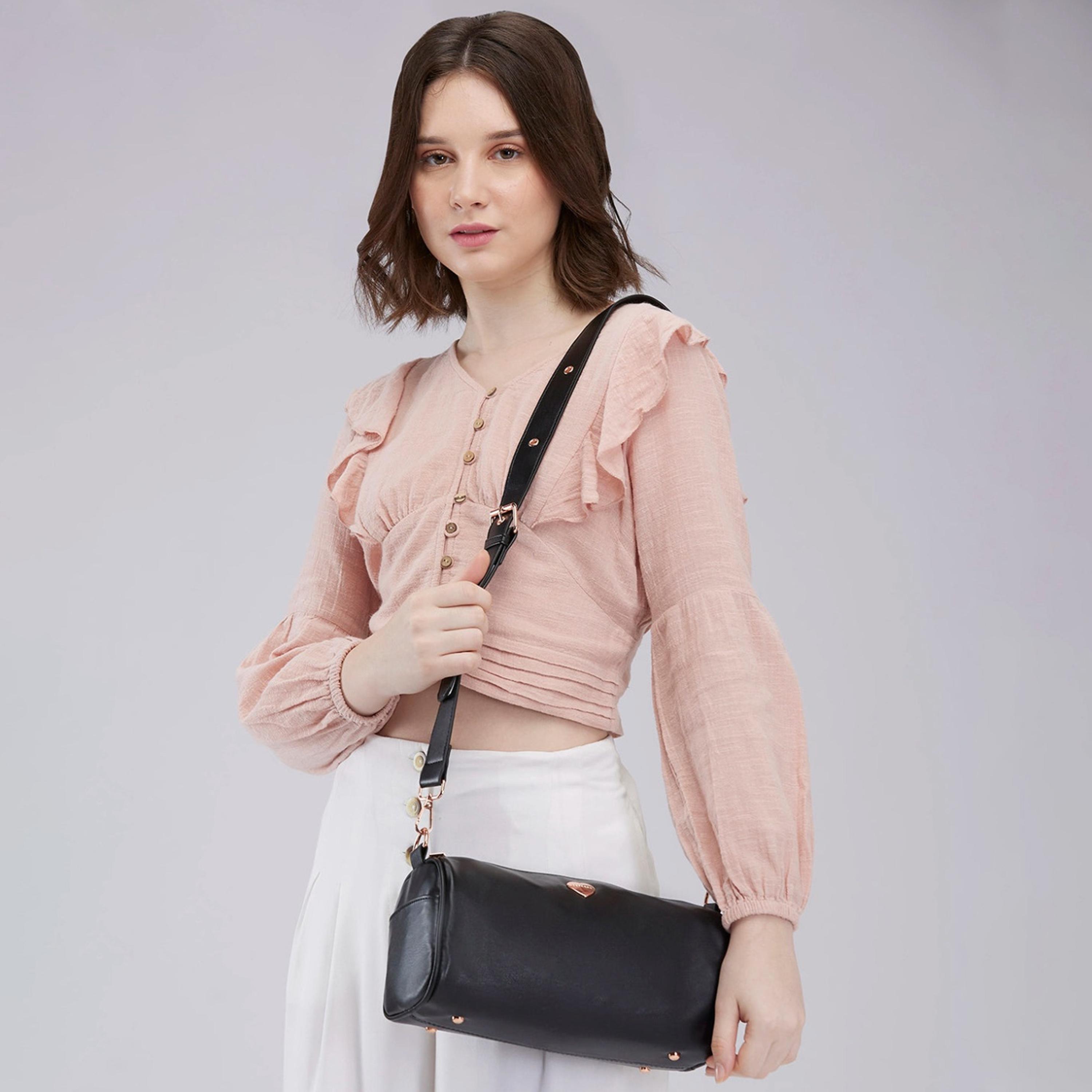 Caprese Ava Plain Crossbody Bag with Zipper and Detachable Strap | 23 x 19 x 8 CM-women-bagsandwallets-handbags-image-4