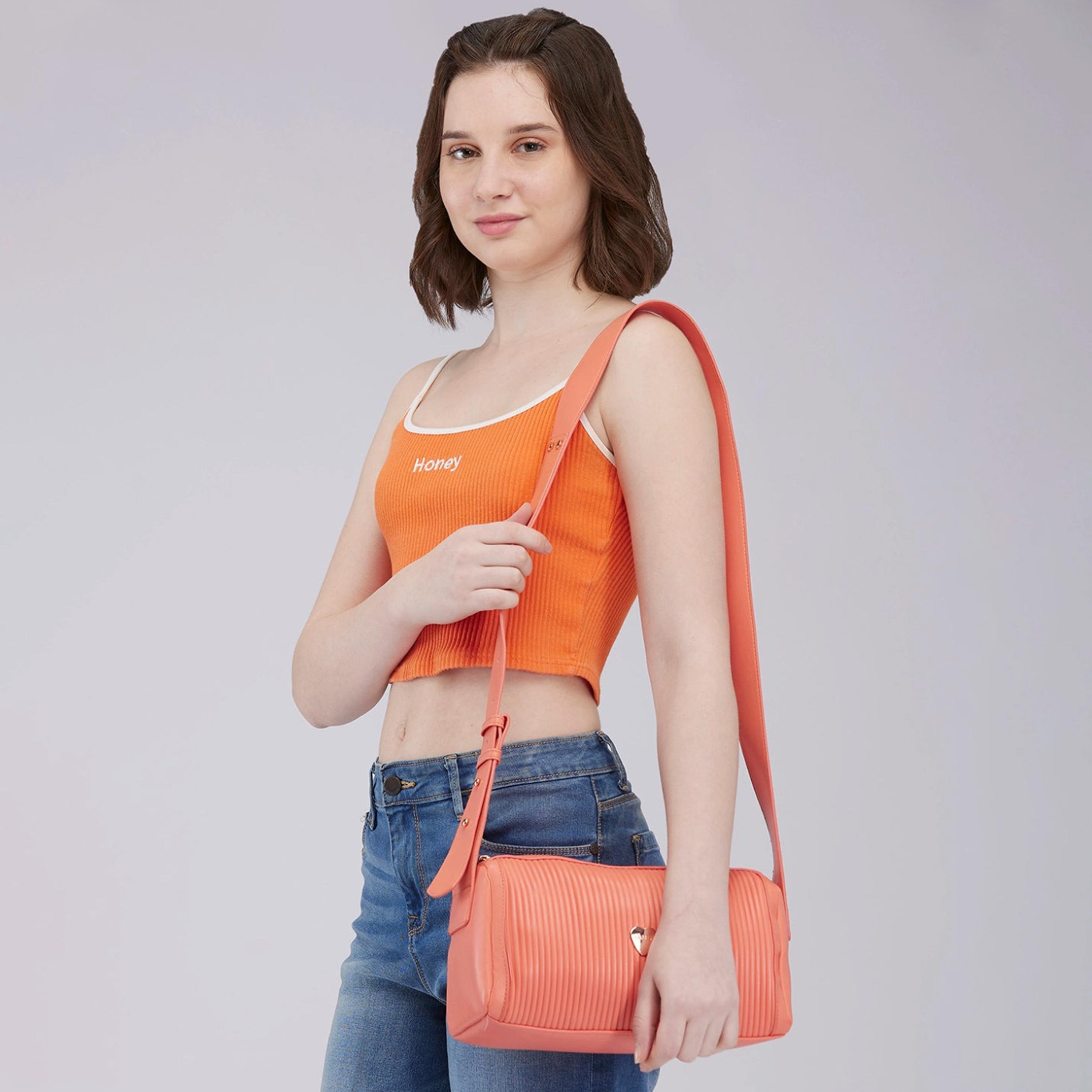 Caprese Ava Textured Sling Bag with Zipper and Adjustable Strap | 22 x 18 x 8 CM-women-bagsandwallets-handbags-image-2