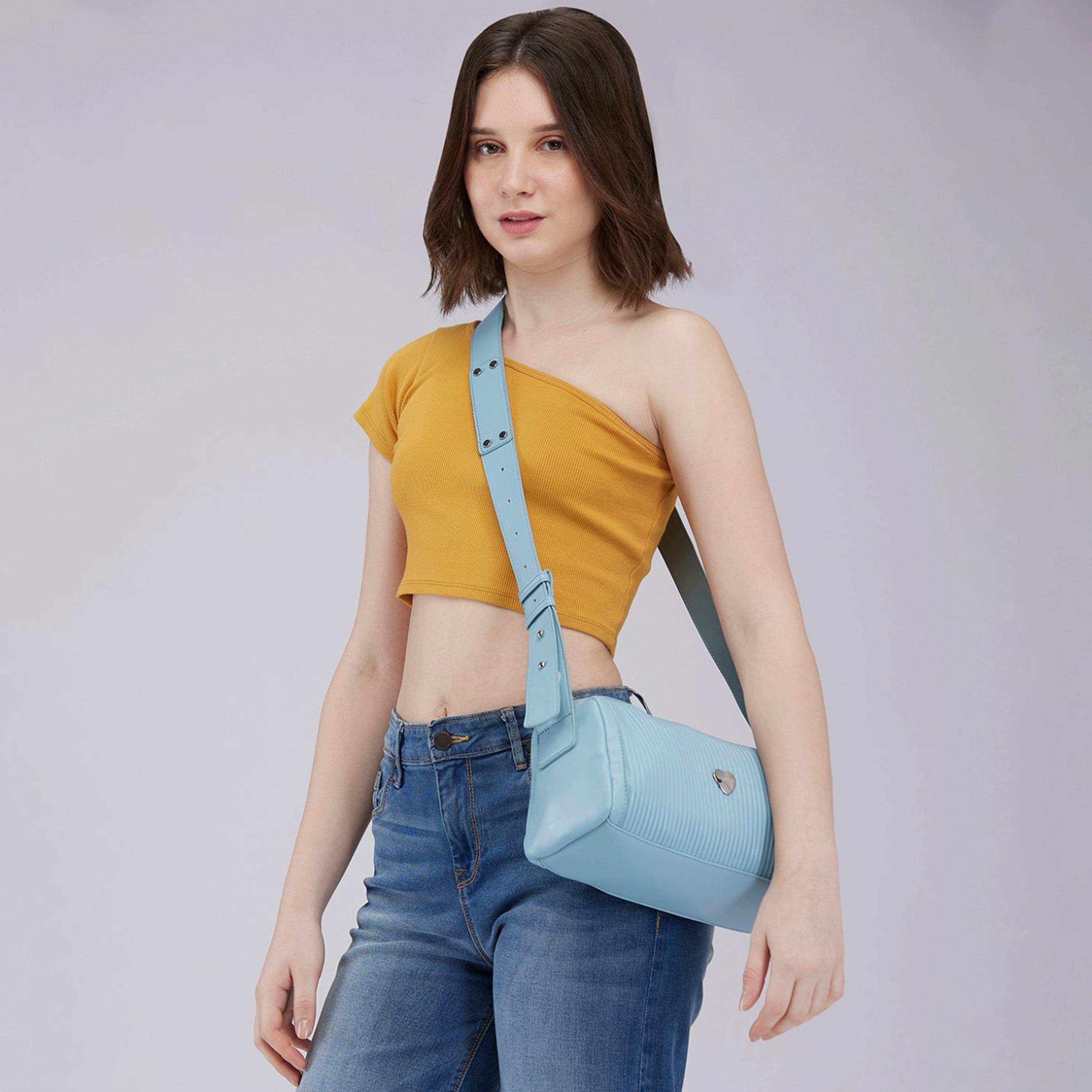 Caprese Ava Textured Sling Bag with Zipper and Adjustable Strap | 22 x 18 x 8 CM-women-bagsandwallets-handbags-image-2