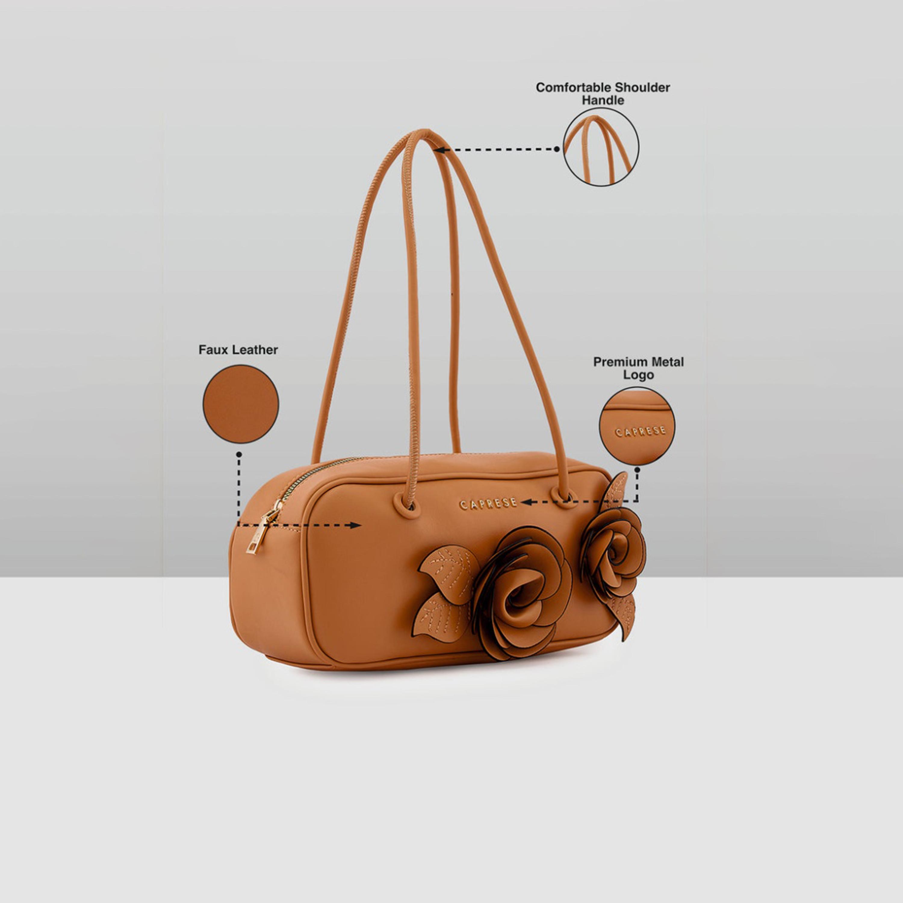 Caprese Bloom Embellished Double Handle Shoulder Bag with Zipper | 28 x 22 x 10 CM-women-bagsandwallets-handbags-image-3