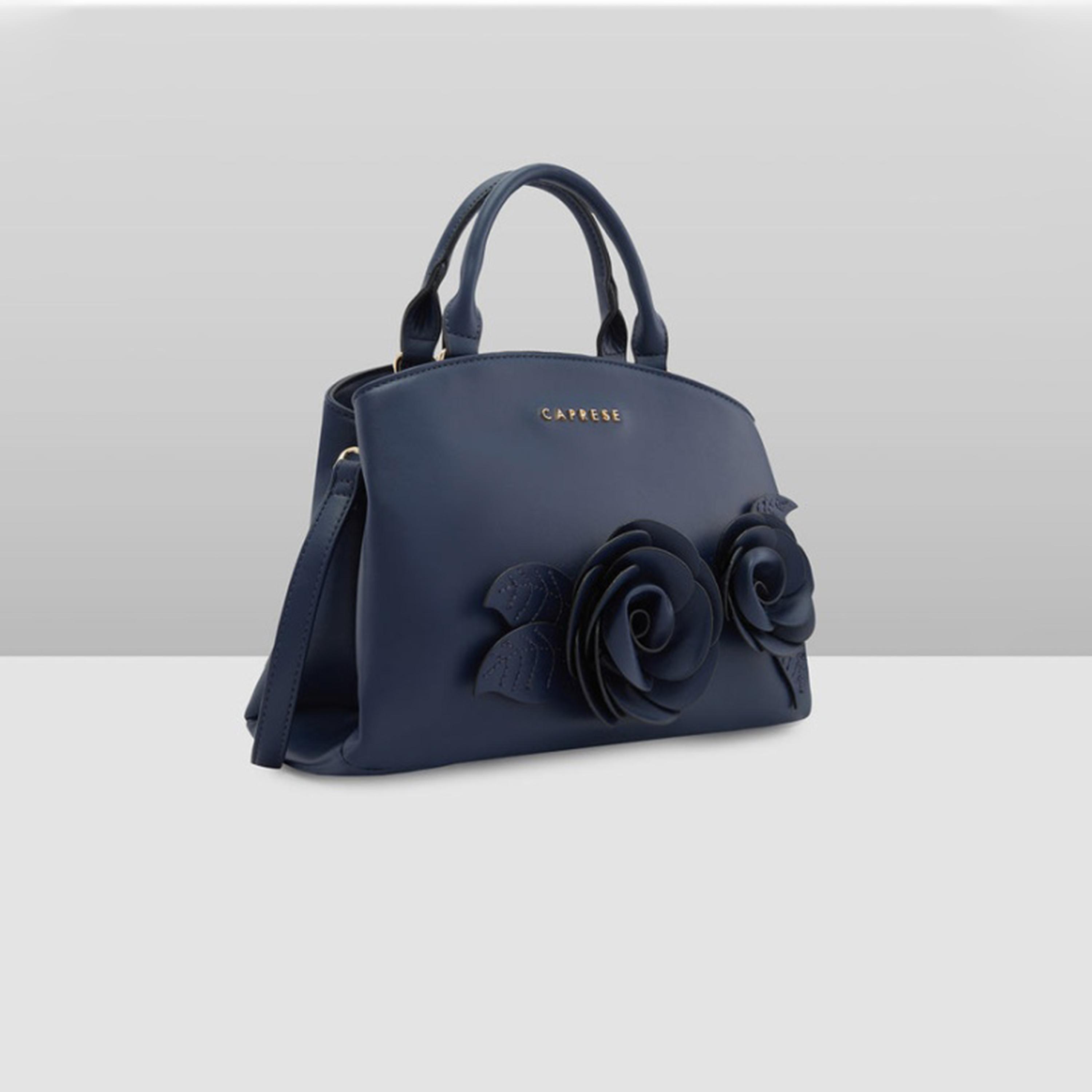 Caprese Bloom Embellished Top Handle Satchel Bag with Zipper and Detachable Strap | 28 x 22 x 11 CM-women-bagsandwallets-handbags-image-2