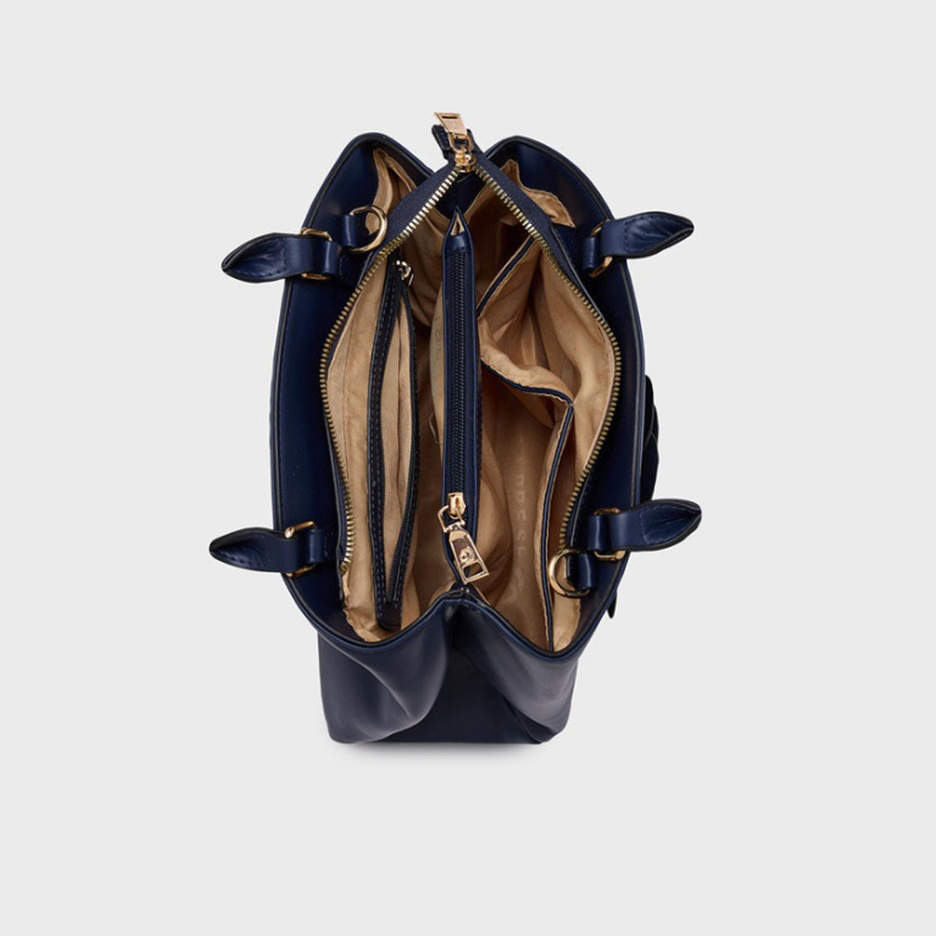 Caprese Bloom Embellished Top Handle Satchel Bag with Zipper and Detachable Strap | 28 x 22 x 11 CM-women-bagsandwallets-handbags-image-6