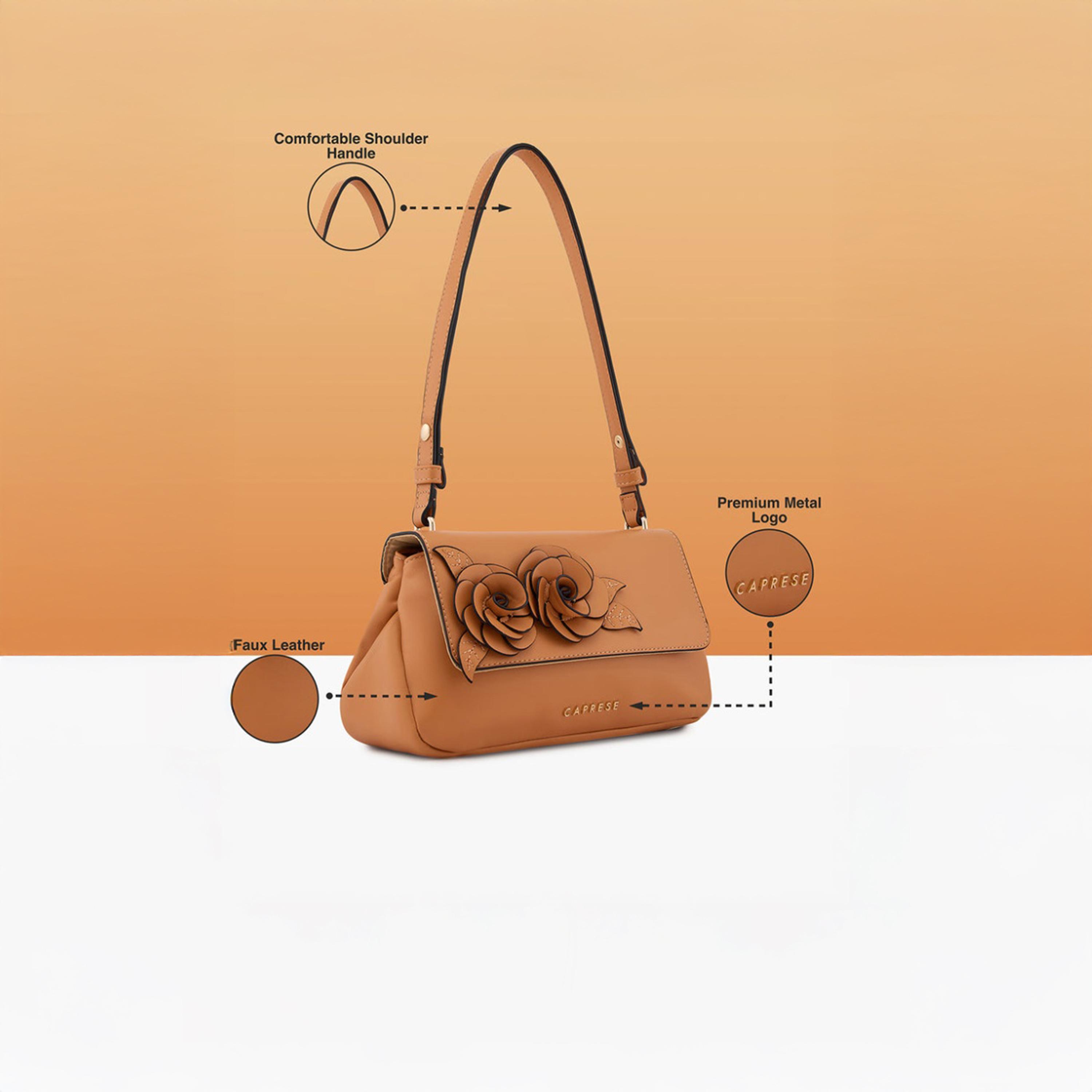 كابريس - شنطة كتف مزينة بزهرة مع قفل مغناطيسي وحزام قابل للتعديل | 22 × 18 × 8 سم-women-bagsandwallets-handbags-image-3