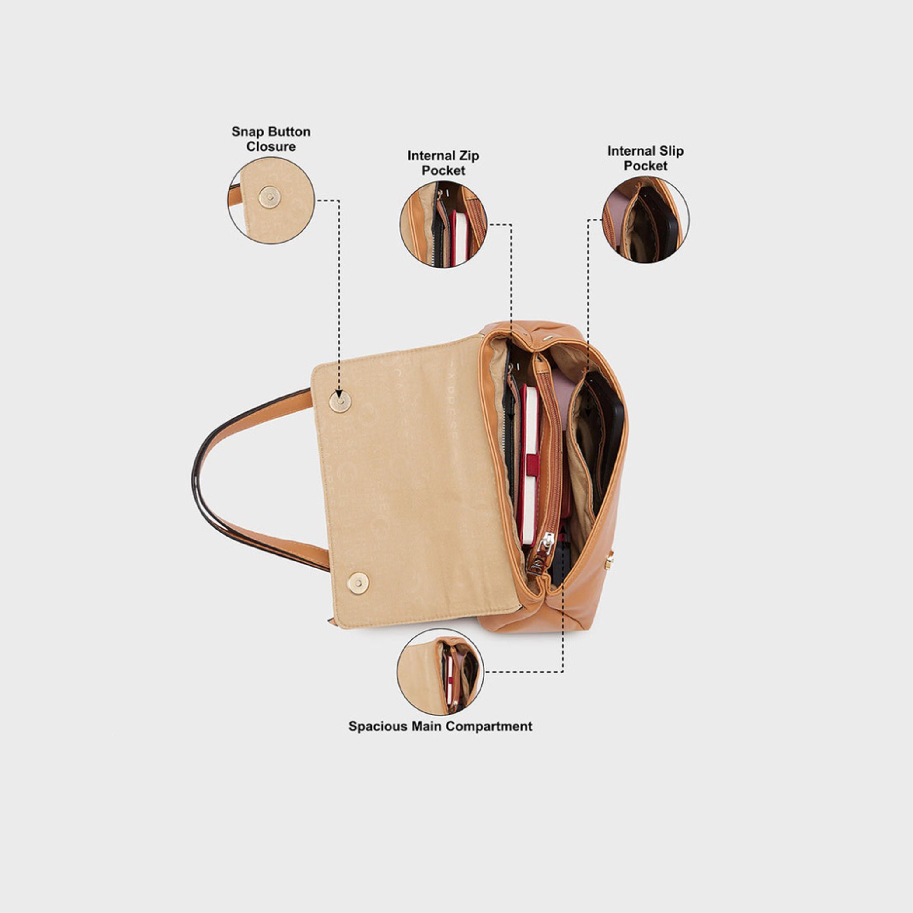 كابريس - شنطة كتف مزينة بزهرة مع قفل مغناطيسي وحزام قابل للتعديل | 22 × 18 × 8 سم-women-bagsandwallets-handbags-image-5