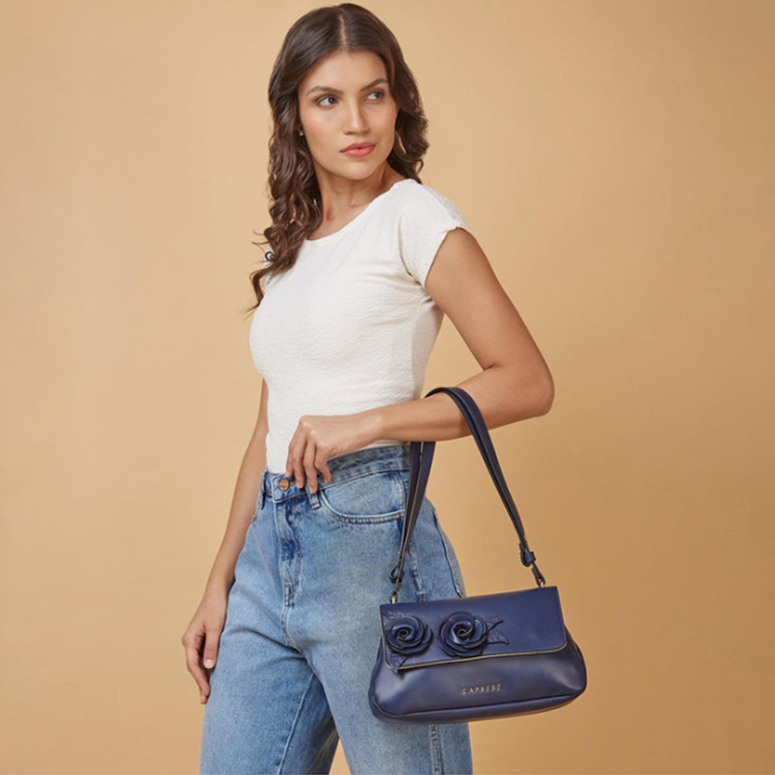 Caprese Bloom Embellished Sling Bag with Magnetic closure and Adjustable Strap | 22 x 18 x 8 CM-women-bagsandwallets-handbags-image-2