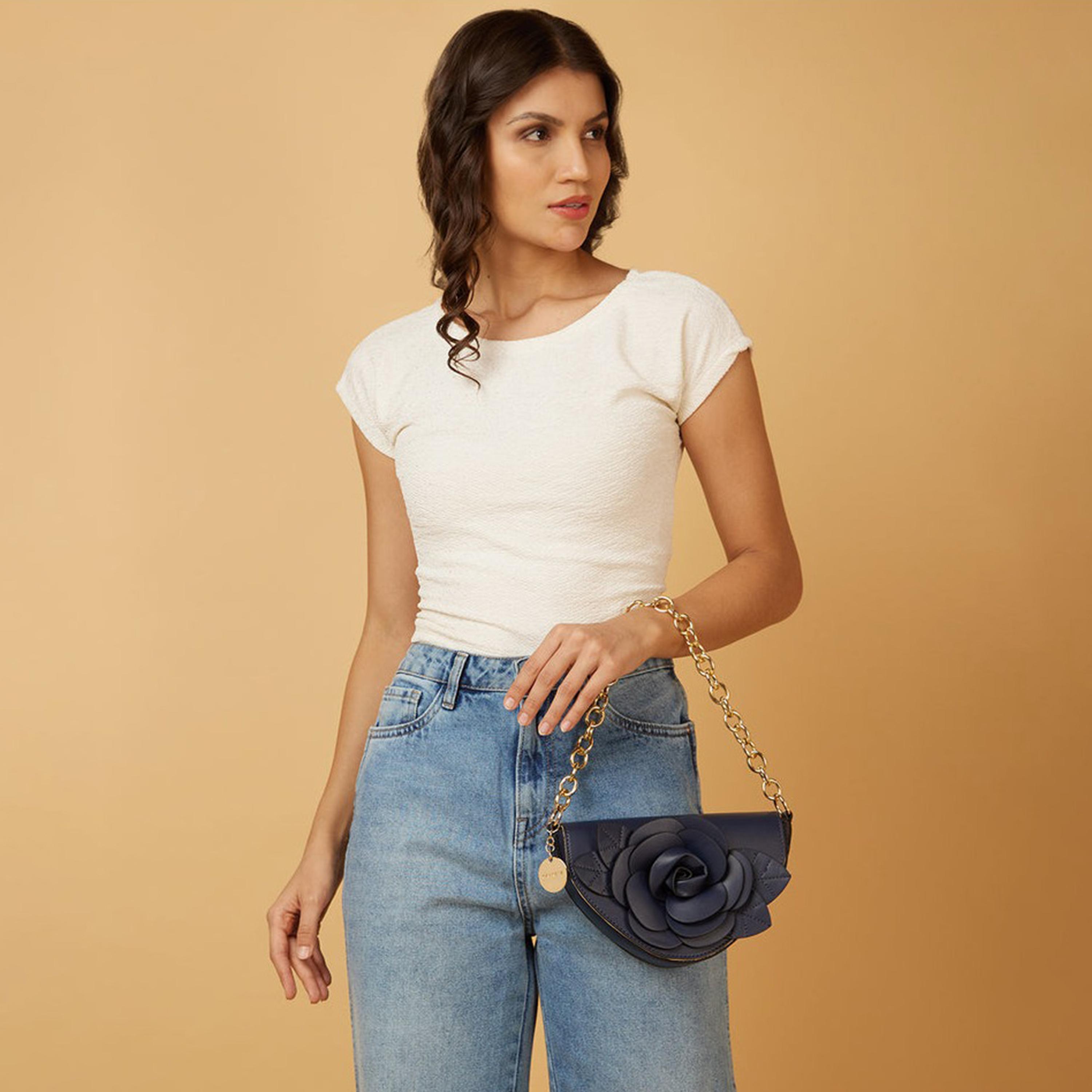 كابريس - شنطة كتف مزينة بزهرة مع قفل مغناطيسي وحزام قابل للفصل | 24 × 8 × 14 سم-women-bagsandwallets-handbags-image-3