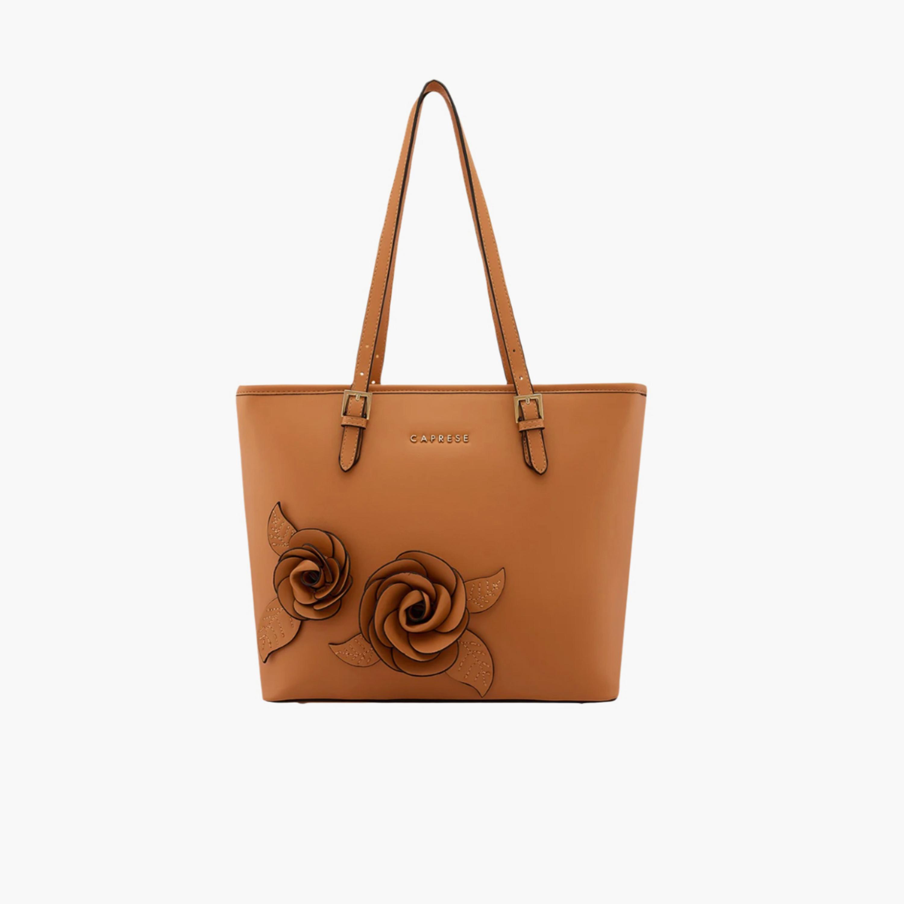 Caprese Bloom Embellished Double Handle Tote Bag with Zipper and Adjustable Strap | 30 x 25 x 12 CM-women-bagsandwallets-handbags-image-1