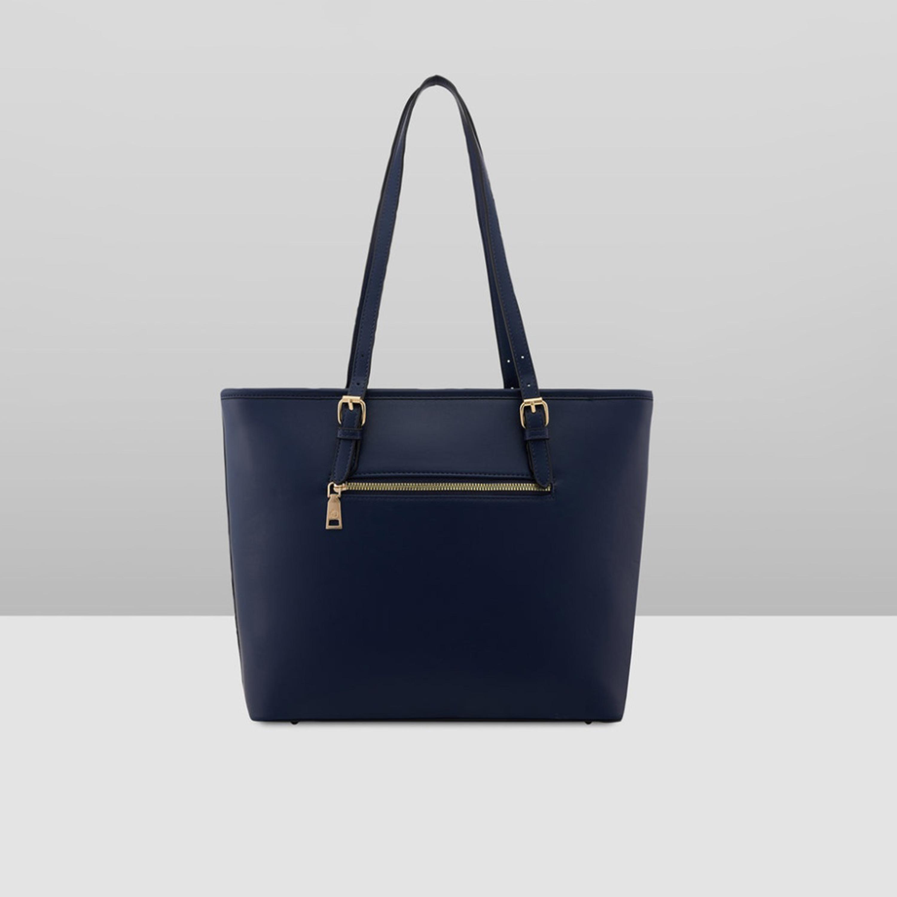 Caprese Bloom Embellished Double Handle Tote Bag with Zipper and Adjustable Strap | 30 x 25 x 12 CM-women-bagsandwallets-handbags-image-4