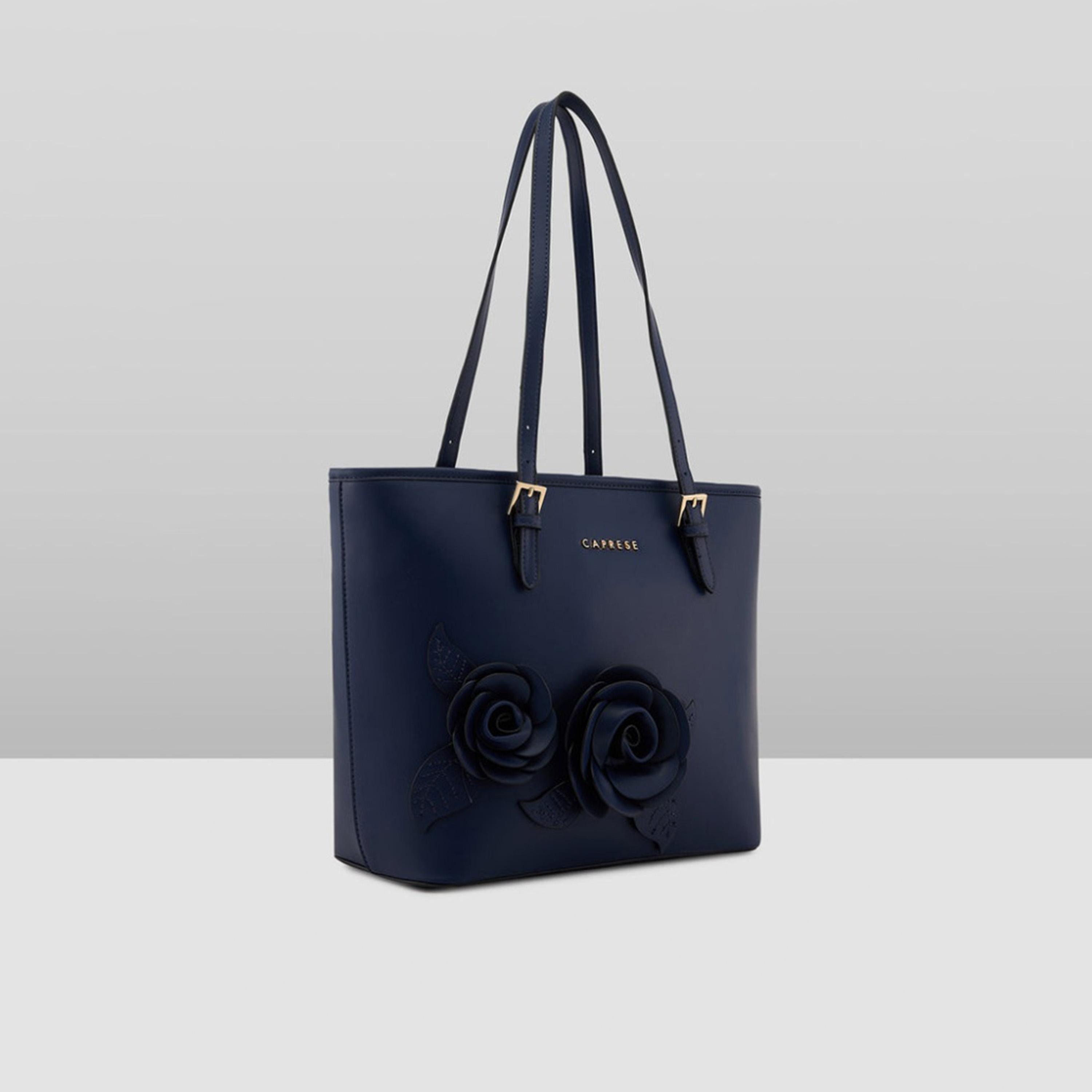 Caprese Bloom Embellished Double Handle Tote Bag with Zipper and Adjustable Strap | 30 x 25 x 12 CM-women-bagsandwallets-handbags-image-6