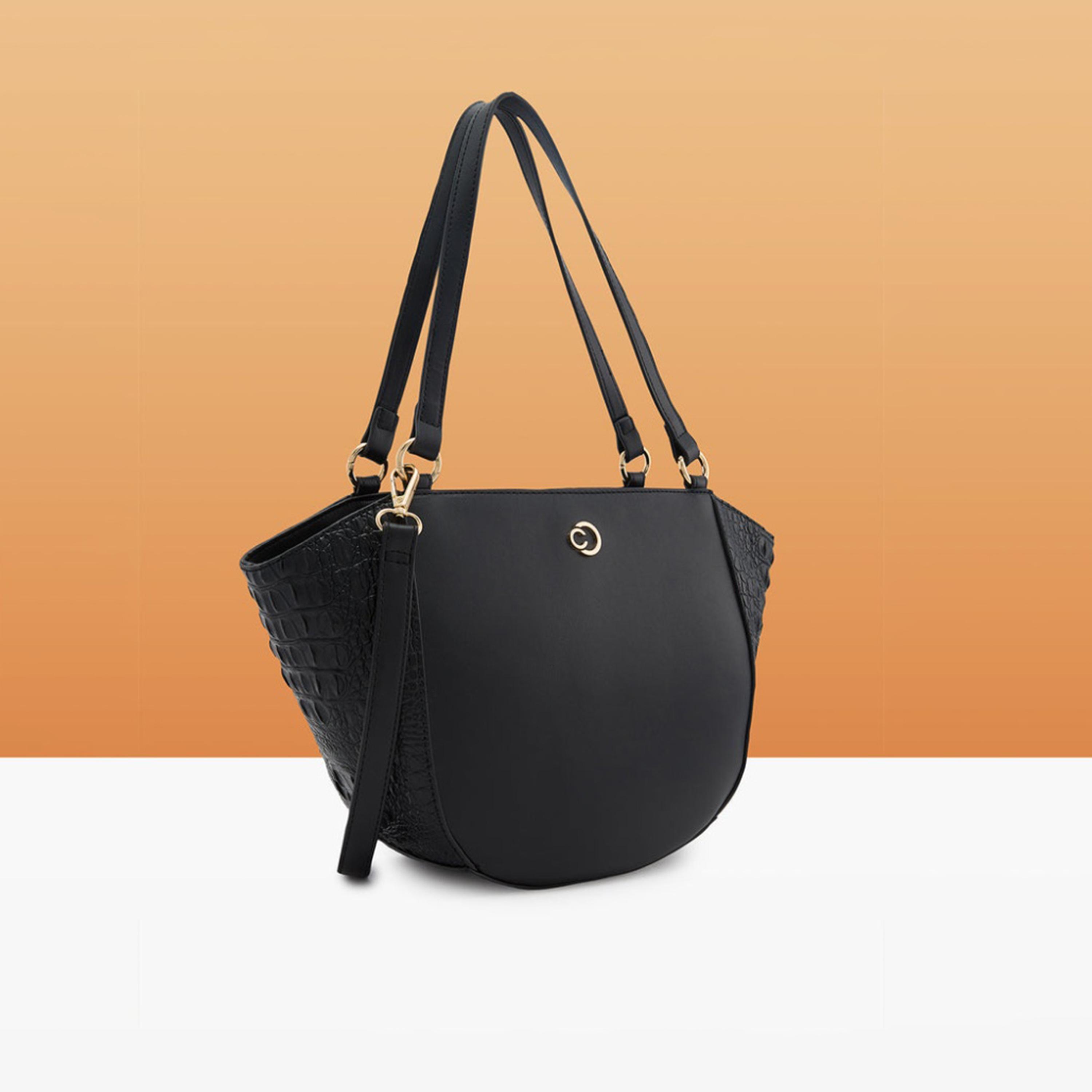 Caprese Felix Textured Double Handle Satchel Bag with Zipper and Detachable Strap | 28 x 22 x 11 CM-women-bagsandwallets-handbags-image-3