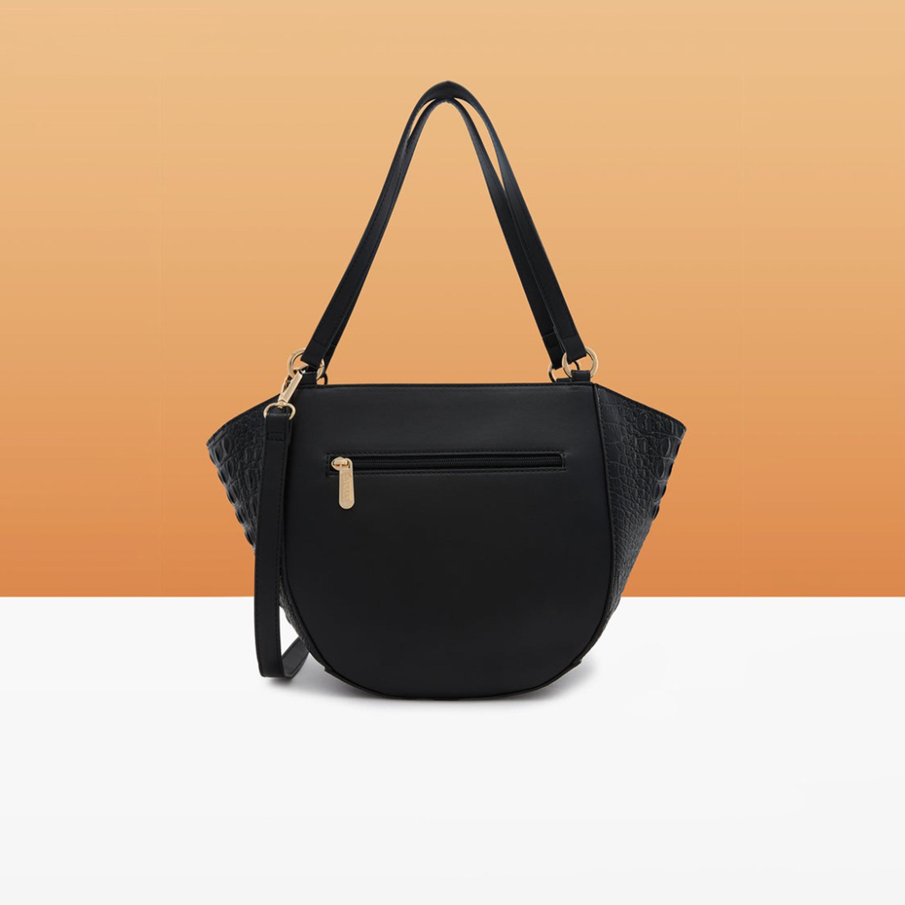 Caprese Felix Textured Double Handle Satchel Bag with Zipper and Detachable Strap | 28 x 22 x 11 CM-women-bagsandwallets-handbags-image-4