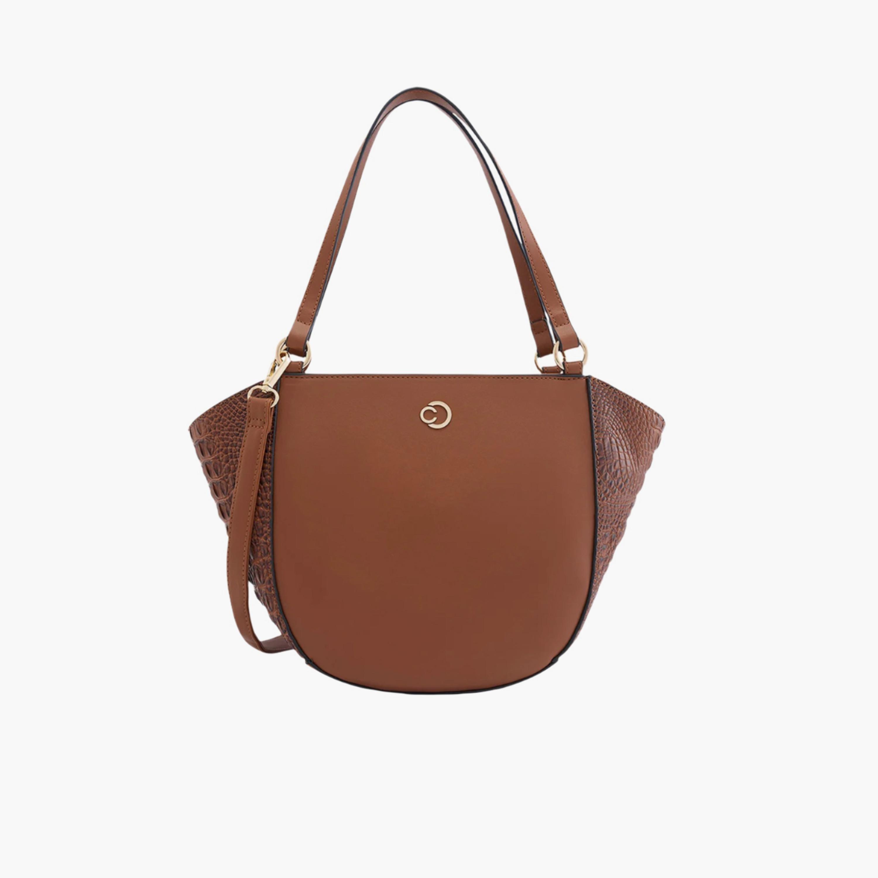 Caprese Felix Textured Double Handle Satchel Bag with Zipper and Detachable Strap | 28 x 22 x 11 CM-women-bagsandwallets-handbags-image-1