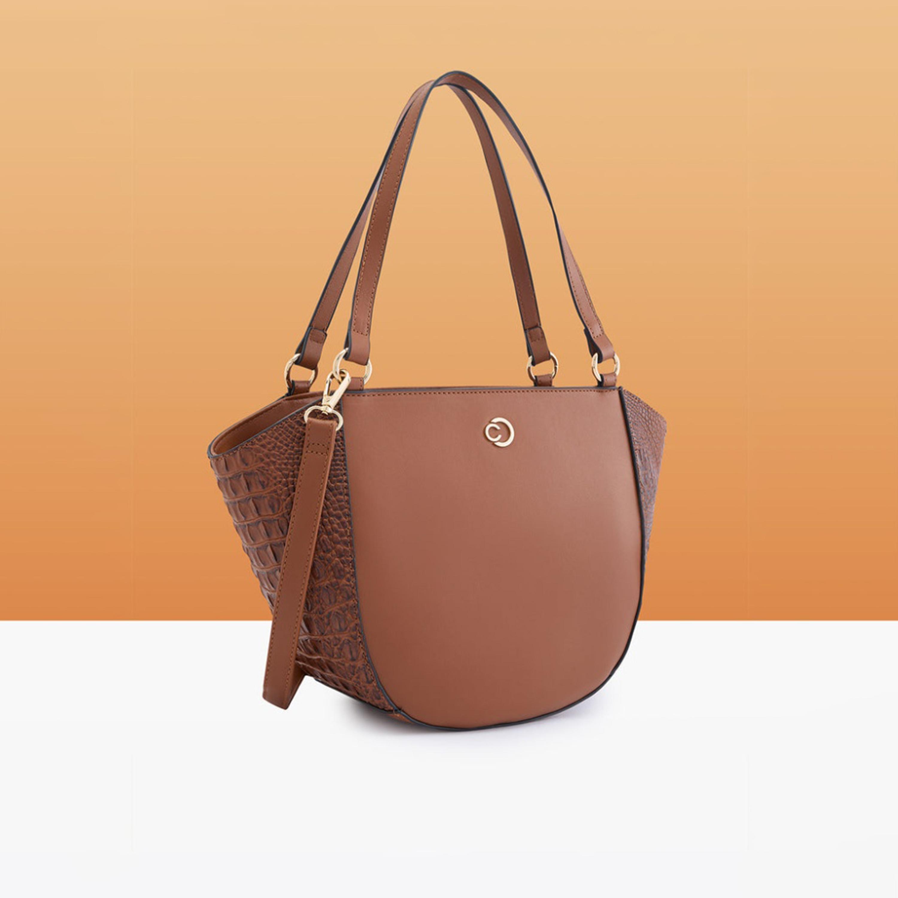 Caprese Felix Textured Double Handle Satchel Bag with Zipper and Detachable Strap | 28 x 22 x 11 CM-women-bagsandwallets-handbags-image-6