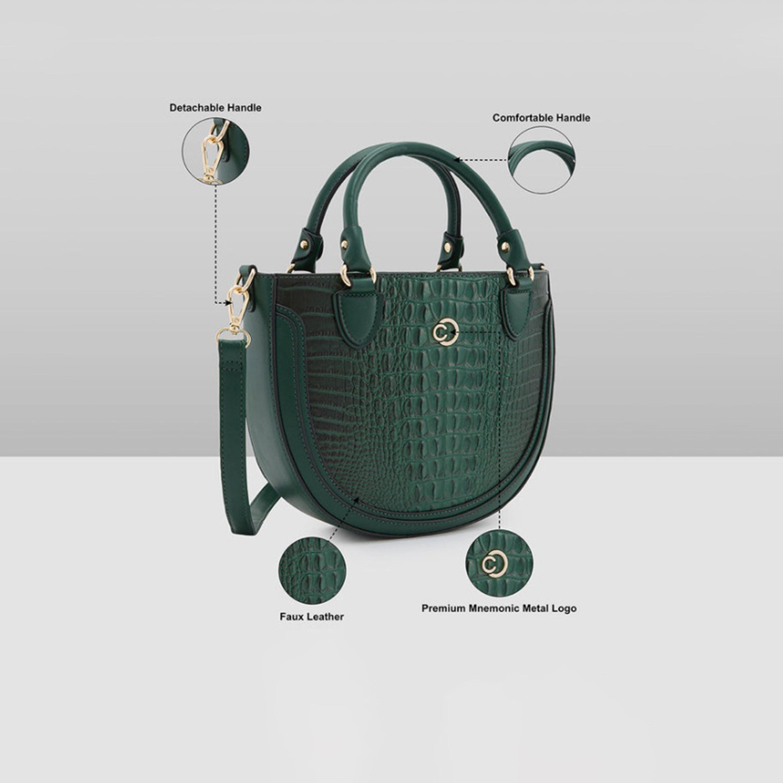 Caprese Felix Textured Double Handle Satchel Bag with Zipper and Detachable Strap | 28 x 22 x 11 CM-women-bagsandwallets-handbags-image-3