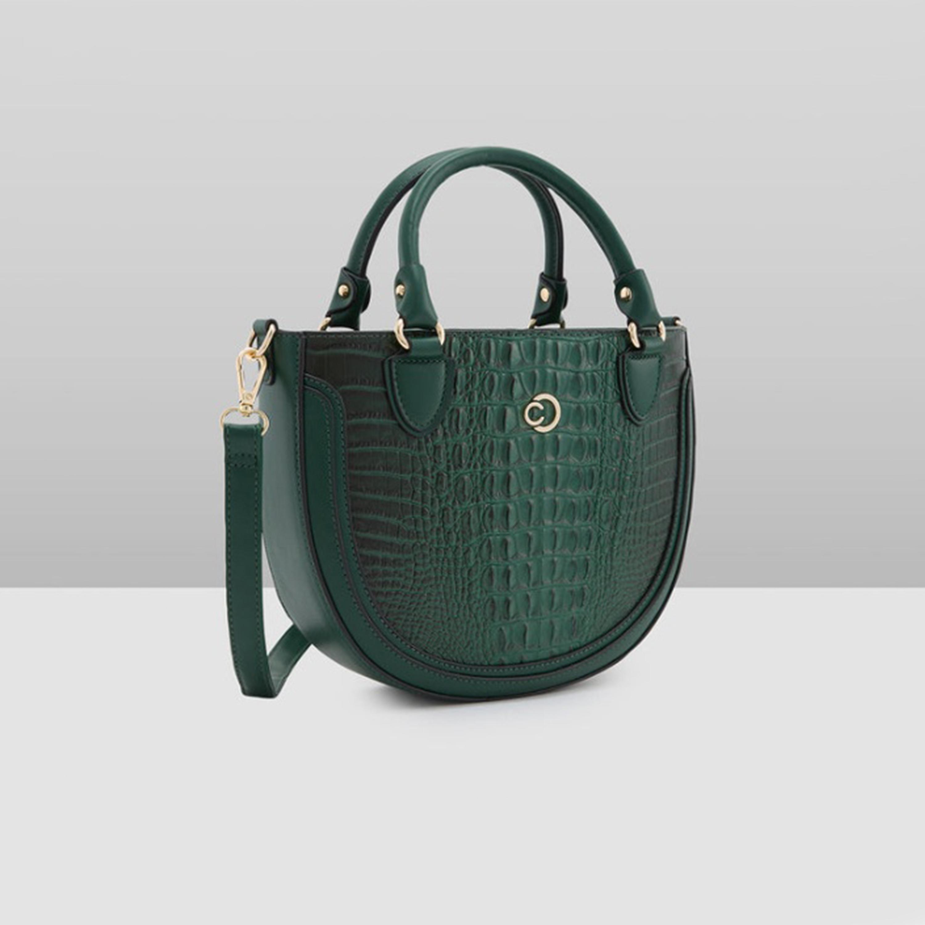 Caprese Felix Textured Double Handle Satchel Bag with Zipper and Detachable Strap | 28 x 22 x 11 CM-women-bagsandwallets-handbags-image-6