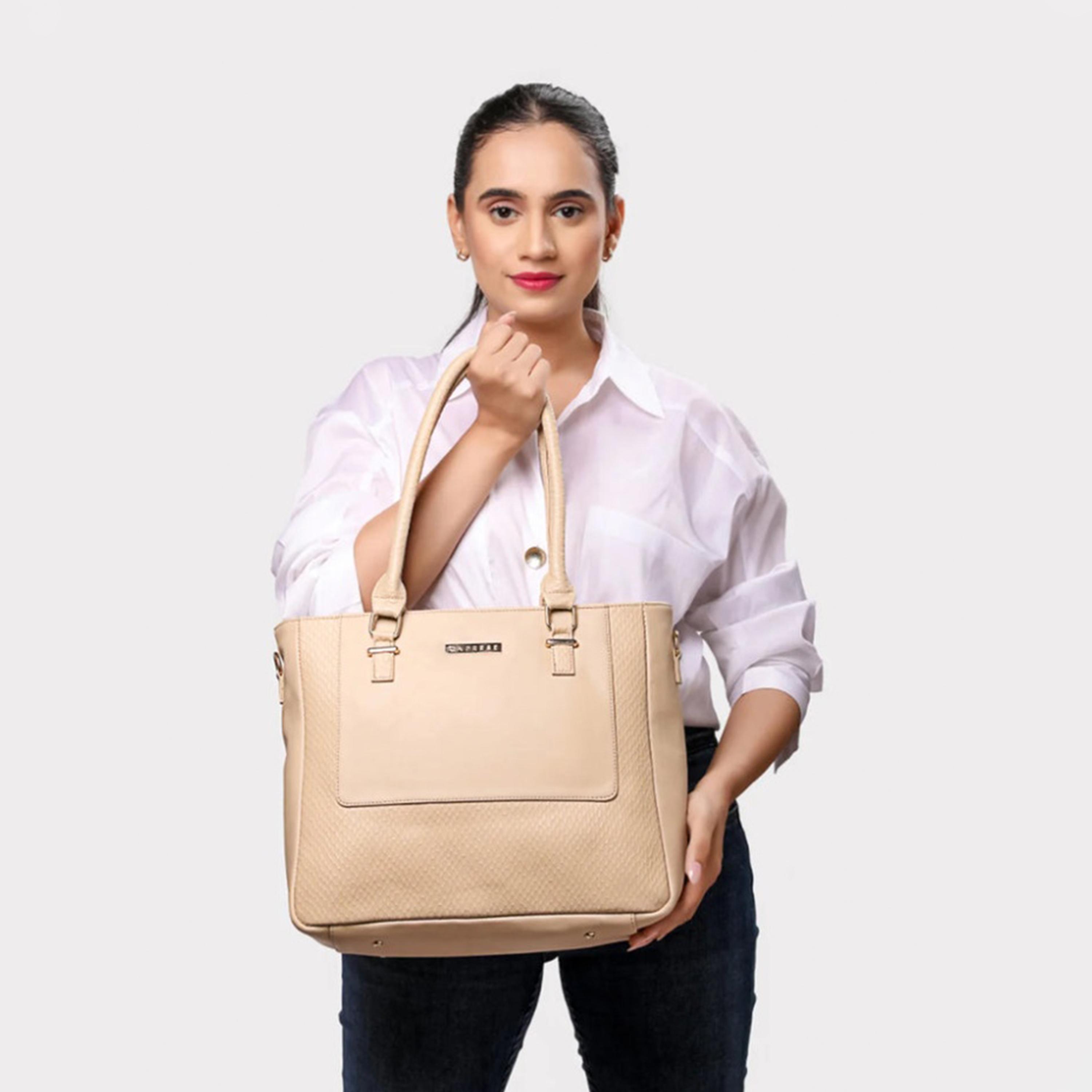 Caprese Fiona Textured Double Handle Tote Bag with Zipper and Detachable Strap | 33 x 24 x 11 CM-women-bagsandwallets-handbags-image-2