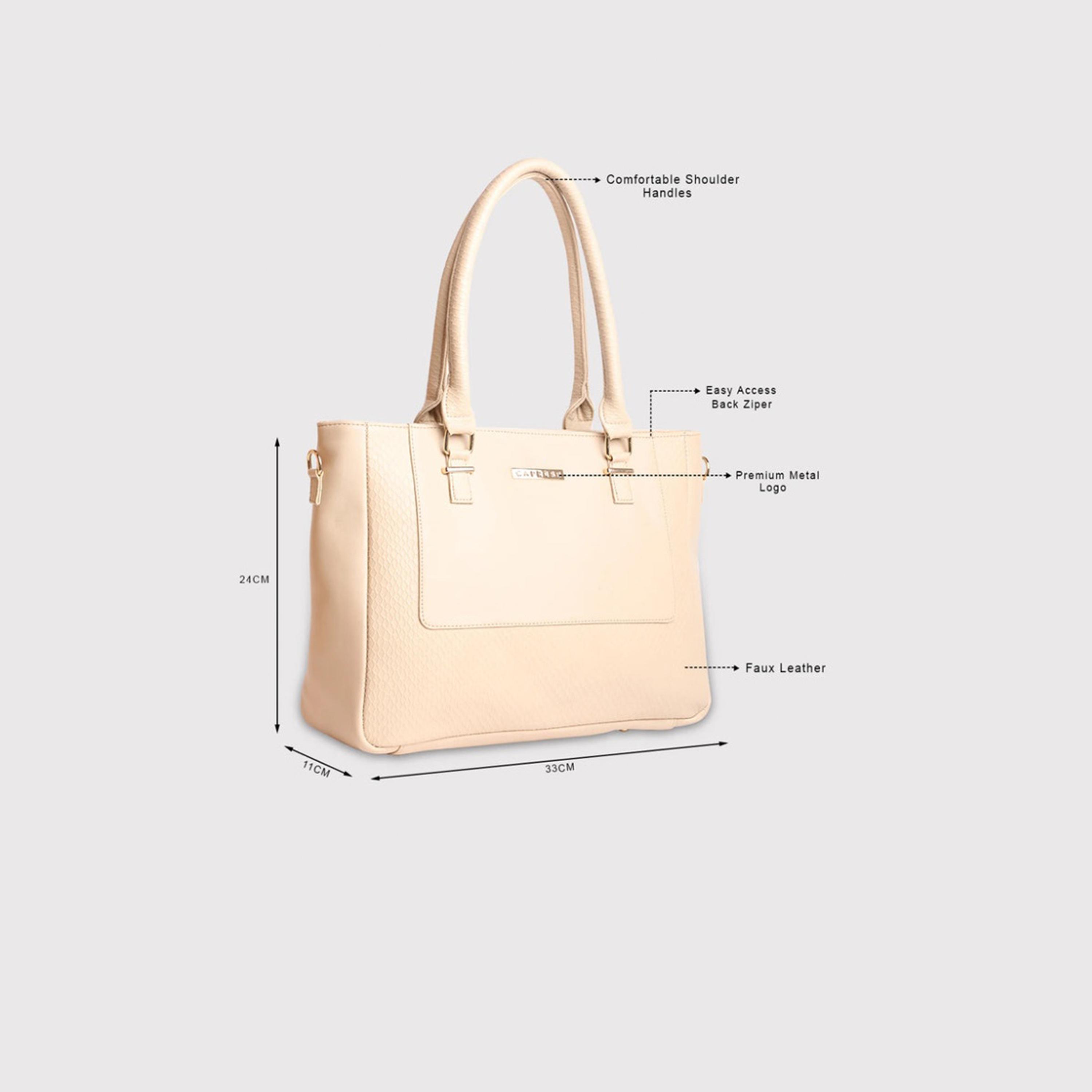 Caprese Fiona Textured Double Handle Tote Bag with Zipper and Detachable Strap | 33 x 24 x 11 CM-women-bagsandwallets-handbags-image-3
