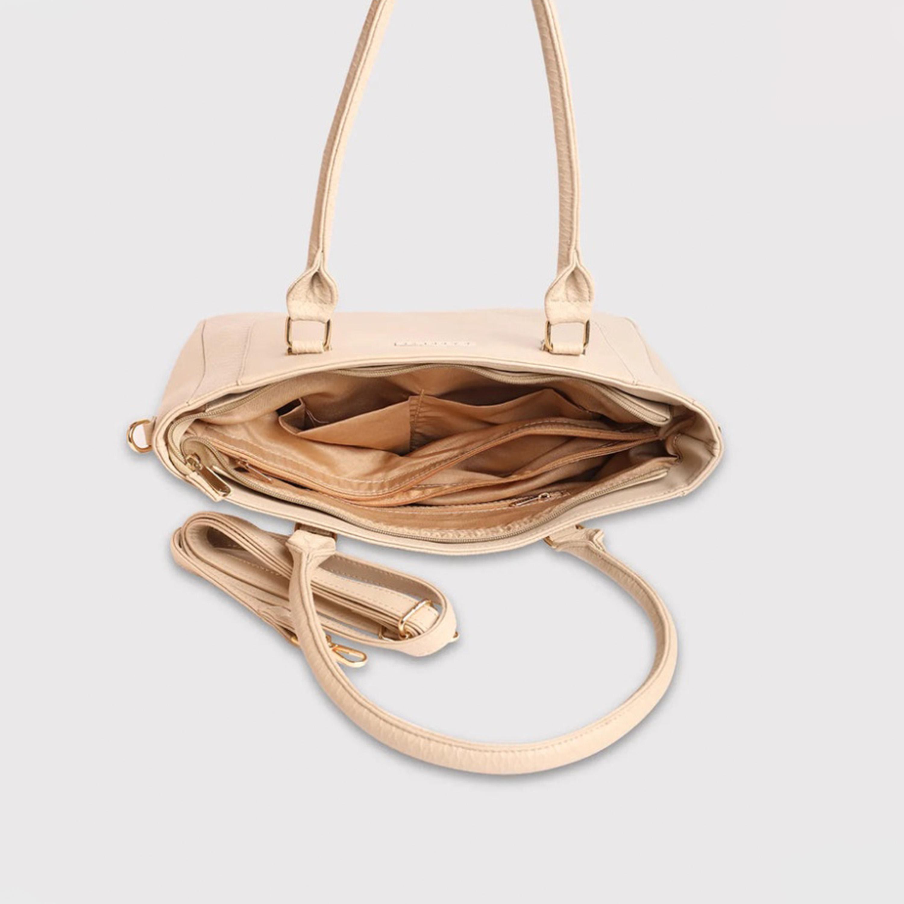 Caprese Fiona Textured Double Handle Tote Bag with Zipper and Detachable Strap | 33 x 24 x 11 CM-women-bagsandwallets-handbags-image-5