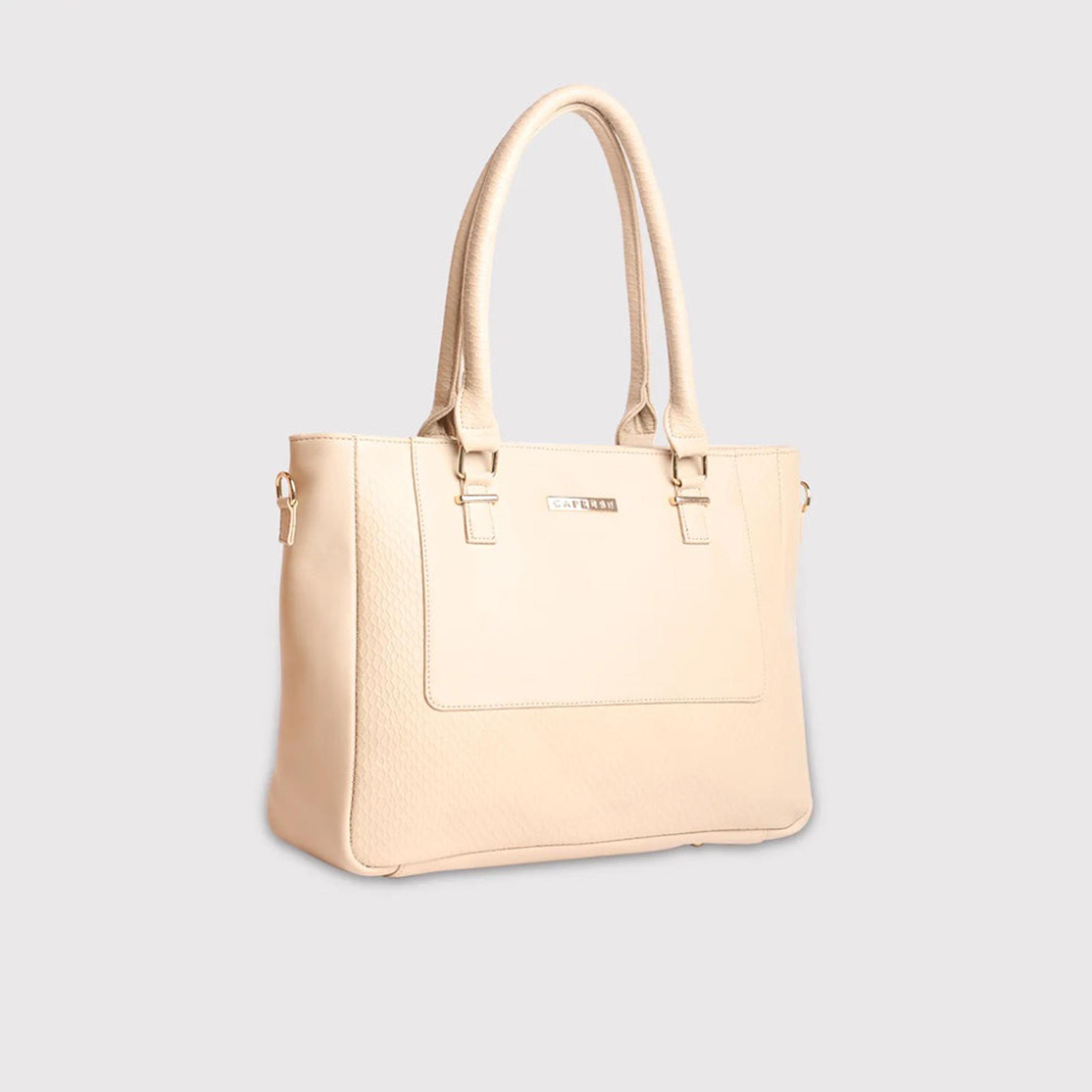 Caprese Fiona Textured Double Handle Tote Bag with Zipper and Detachable Strap | 33 x 24 x 11 CM-women-bagsandwallets-handbags-image-6