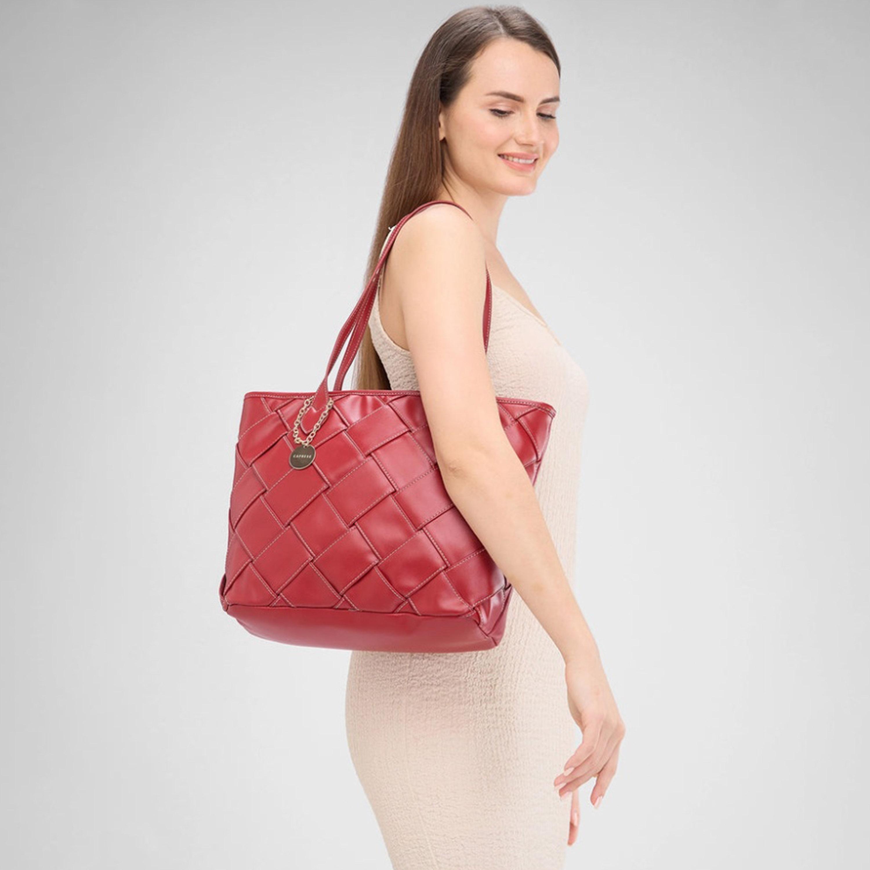 Caprese Gypsy Textured Double Handle Tote Bag with Zipper | 45 x 29 x 14 CM-women-bagsandwallets-handbags-image-3