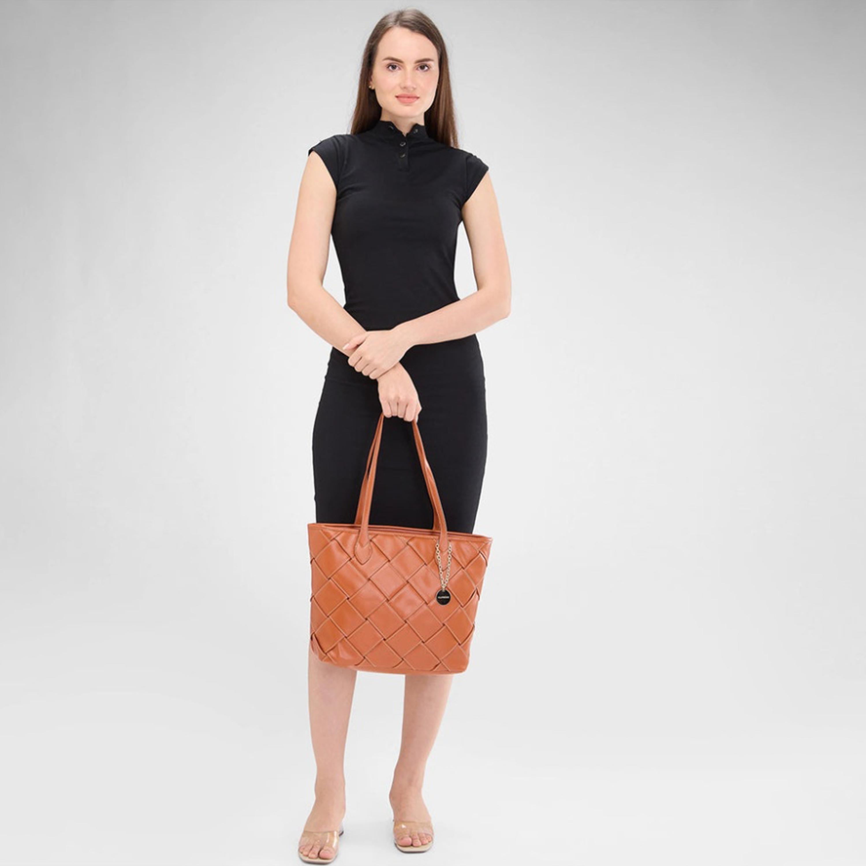 Caprese Gypsy Textured Double Handle Tote Bag with Zipper | 30 x 25 x 15 CM-women-bagsandwallets-handbags-image-4