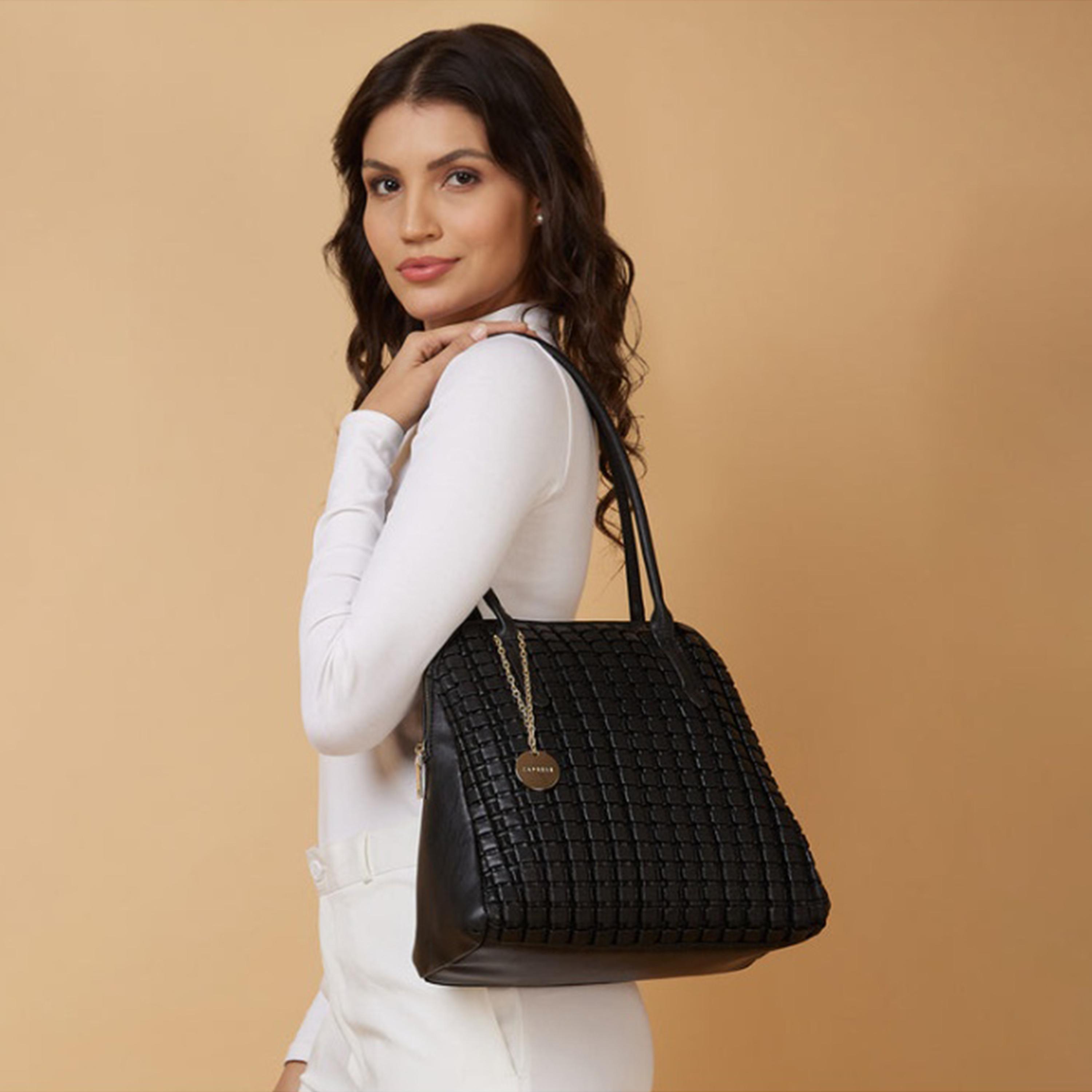 Caprese Havana Textured Double Handle Satchel Bag with Zipper | 28 x 22 x 11 CM-women-bagsandwallets-handbags-image-2
