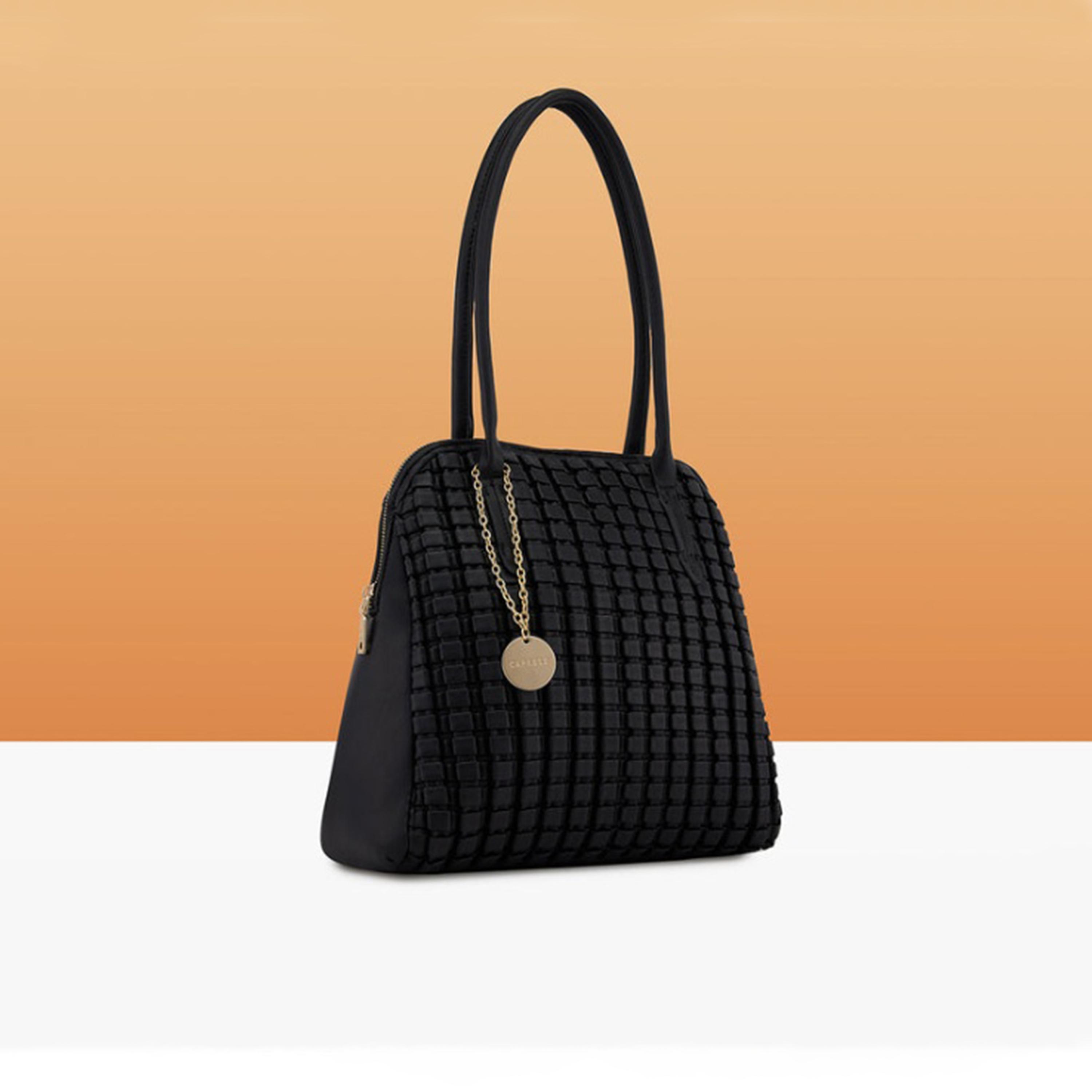 Caprese Havana Textured Double Handle Satchel Bag with Zipper | 28 x 22 x 11 CM-women-bagsandwallets-handbags-image-4