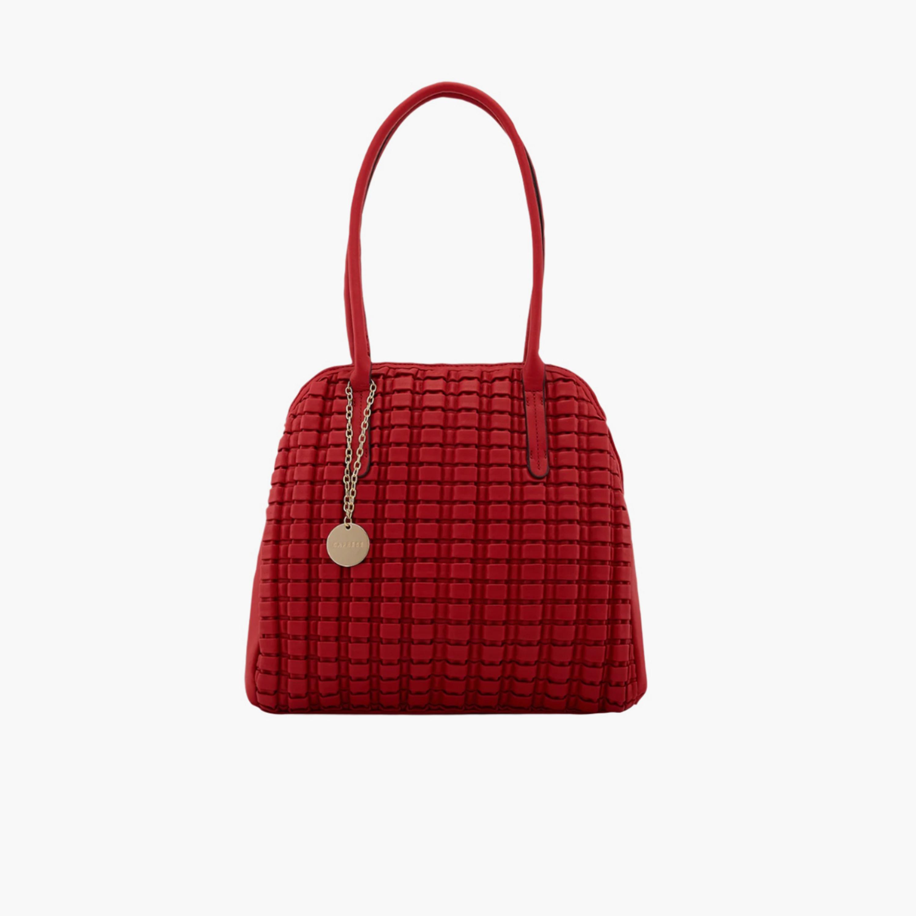 Caprese Havana Textured Double Handle Satchel Bag with Zipper | 28 x 22 x 11 CM-women-bagsandwallets-handbags-image-1