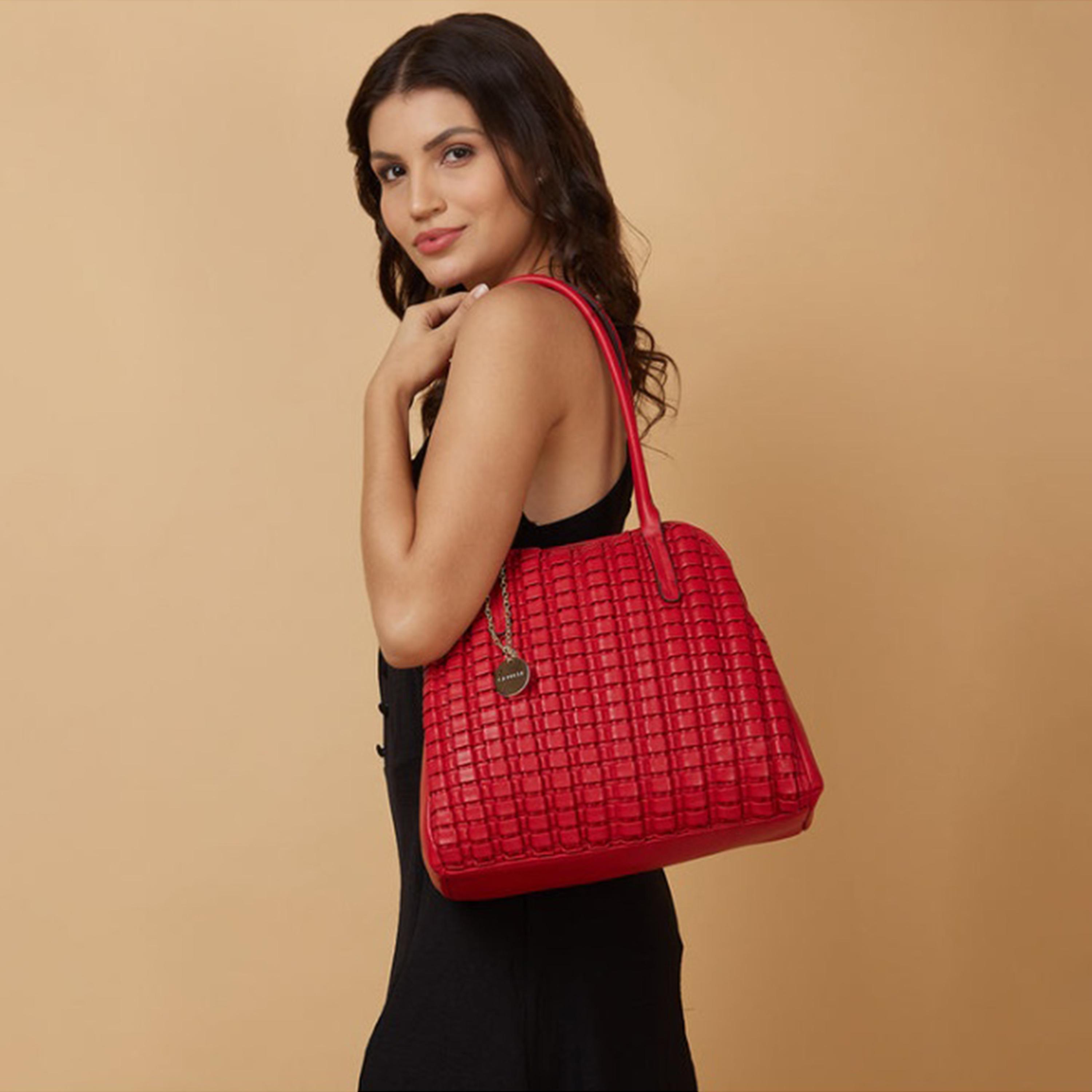 Caprese Havana Textured Double Handle Satchel Bag with Zipper | 28 x 22 x 11 CM-women-bagsandwallets-handbags-image-2