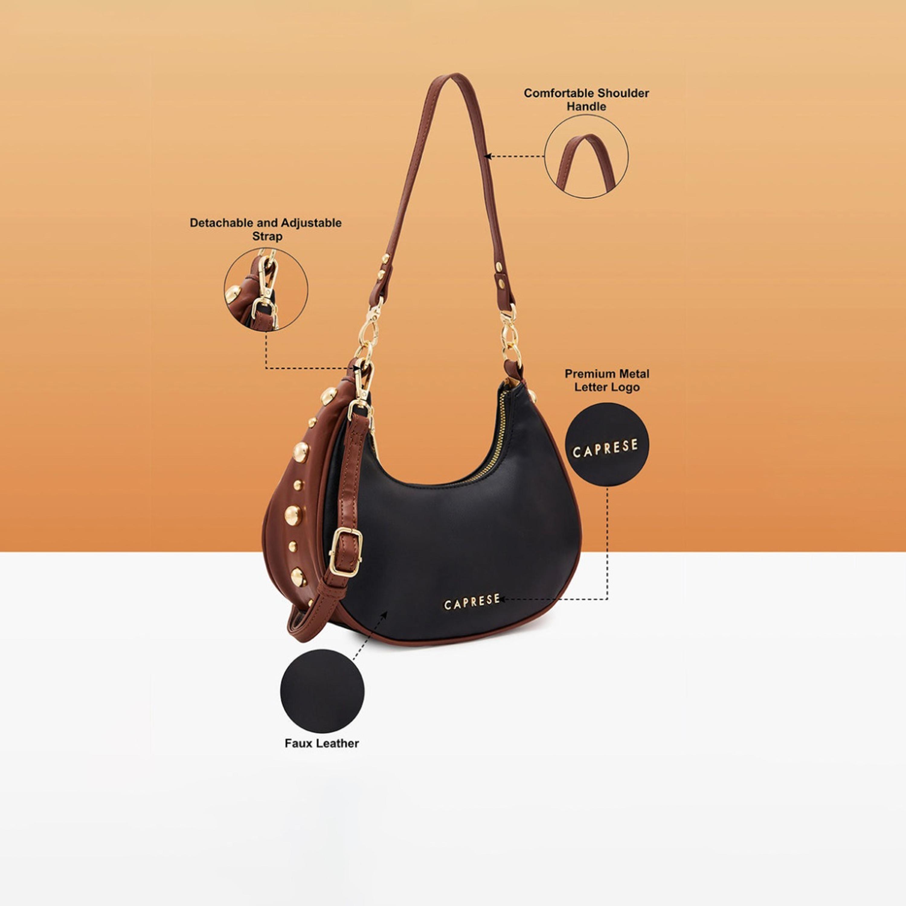 Caprese Josie Textured Hobo Bag with Zipper and Detachable Strap | 33 x 28 x 12 CM-women-bagsandwallets-handbags-image-3