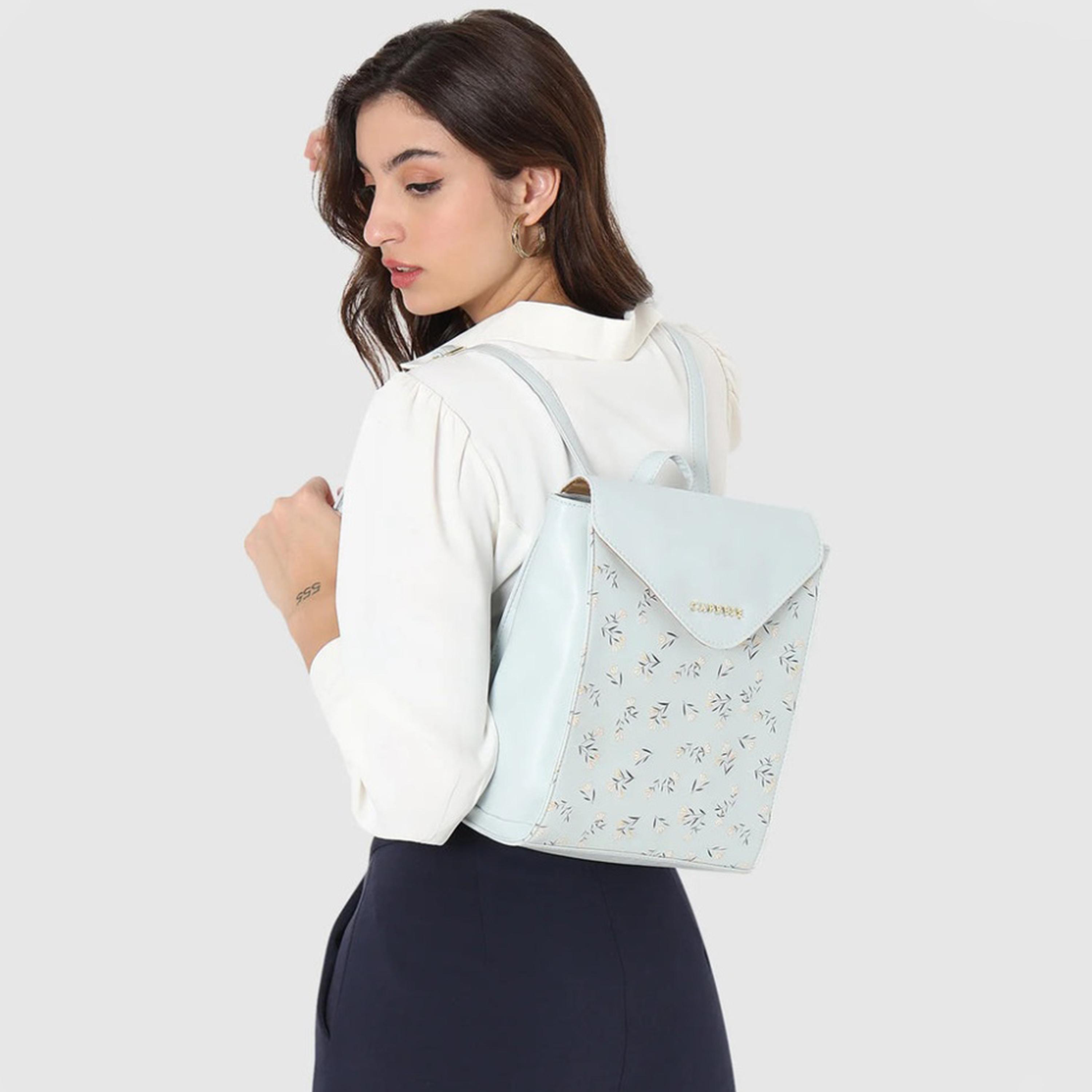 Caprese 11.02 Inches Backpack, Artificial Leather, Adjustable Strap | BPMEILGSBL-women-bagsandwallets-backpacks-image-2