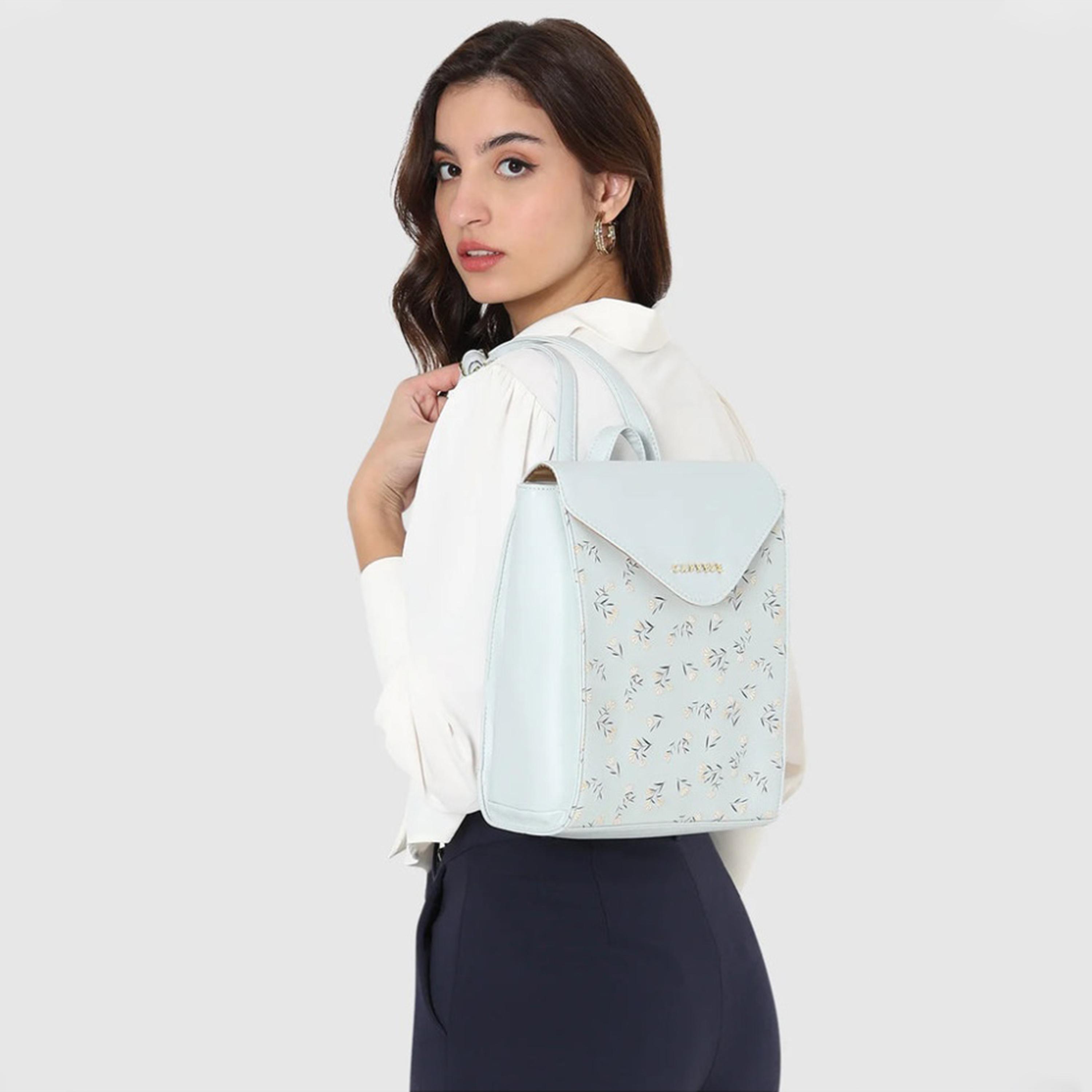 Caprese 11.02 Inches Backpack, Artificial Leather, Adjustable Strap | BPMEILGSBL-women-bagsandwallets-backpacks-image-3