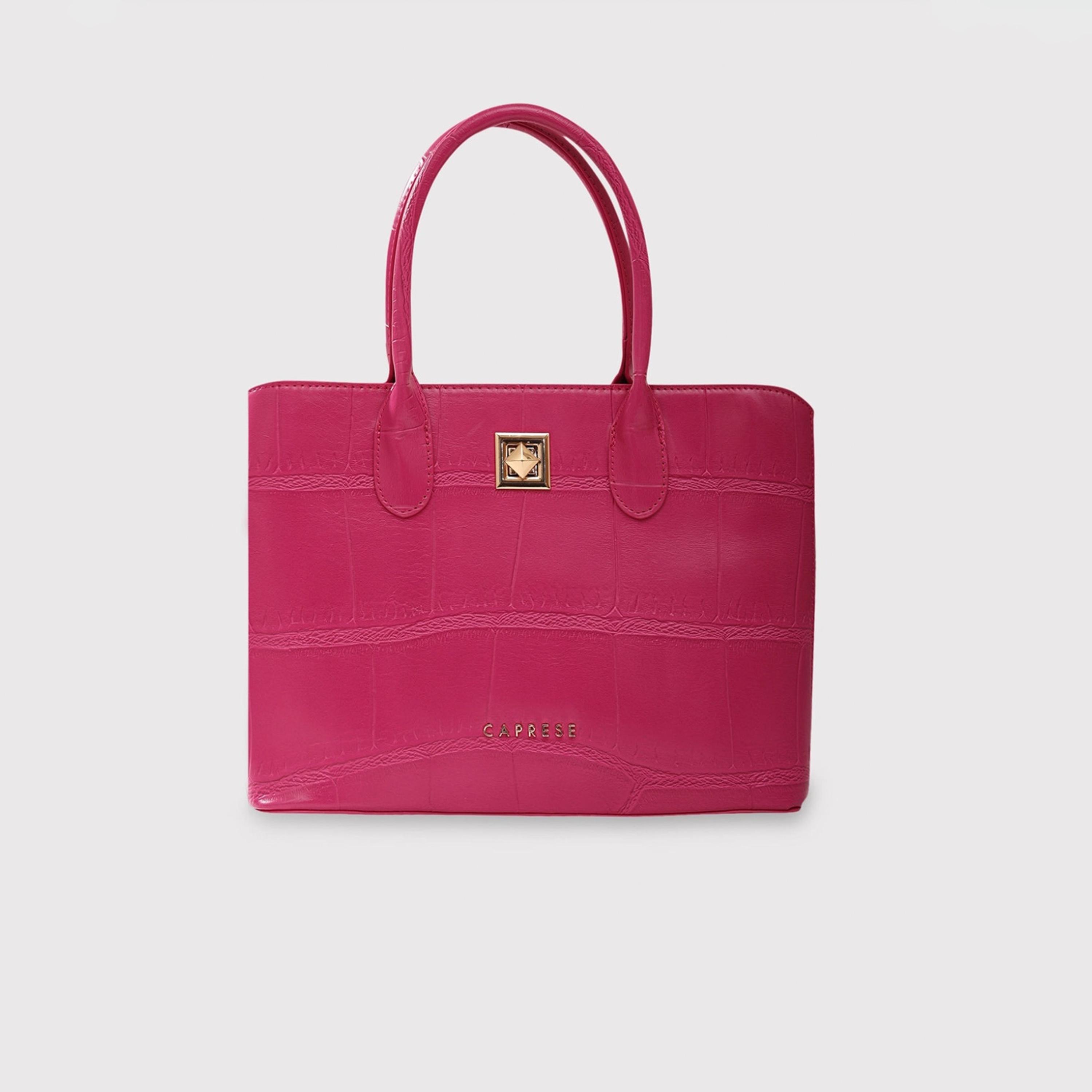 Caprese Mink Textured Double Handle Satchel Bag with Zipper and Detachable Strap | 28 x 22 x 11 CM-women-bagsandwallets-handbags-image-1