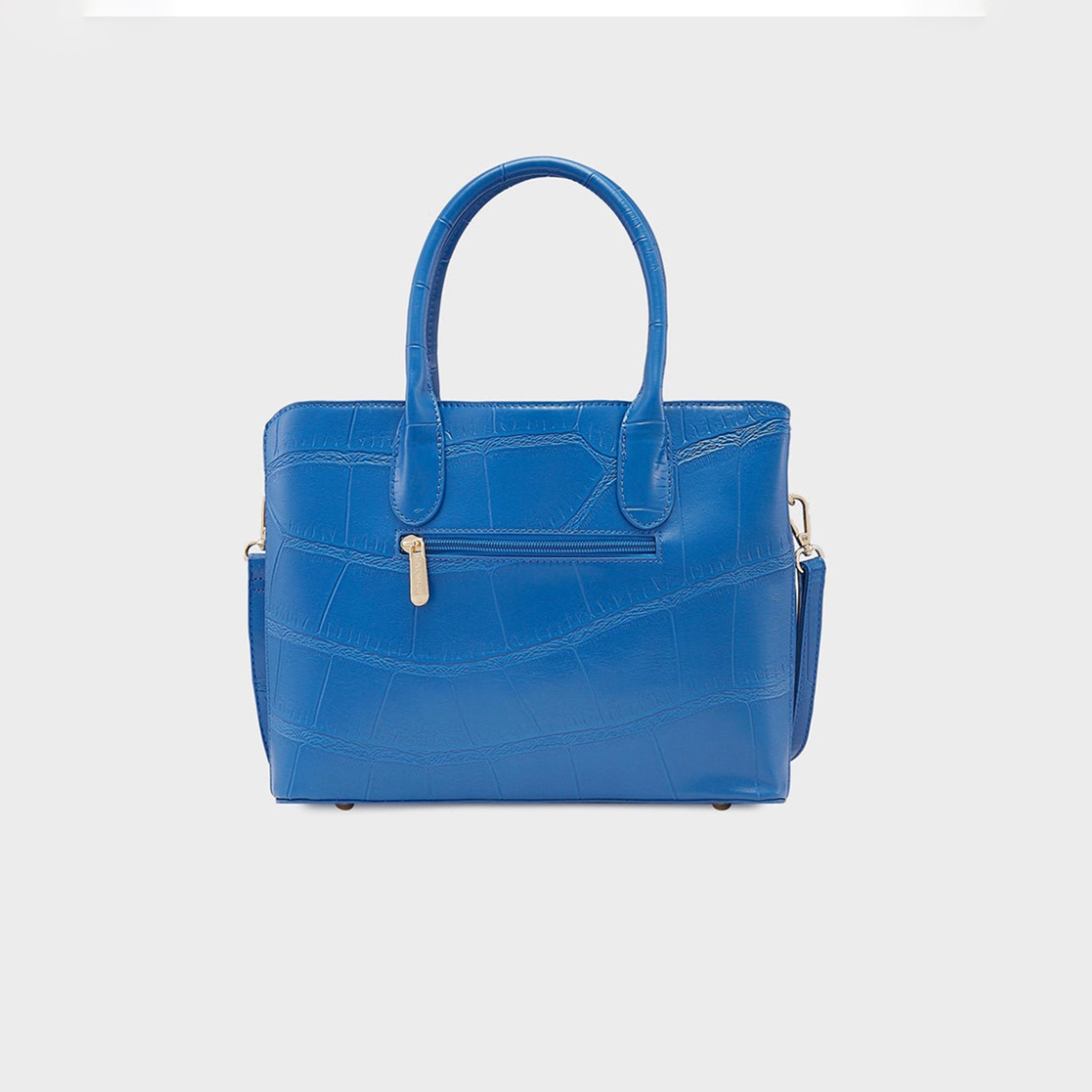 Caprese Mink Textured Double Handle Satchel Bag with Zipper and Detachable Strap | 36 x 25 x 13 CM-women-bagsandwallets-handbags-image-4