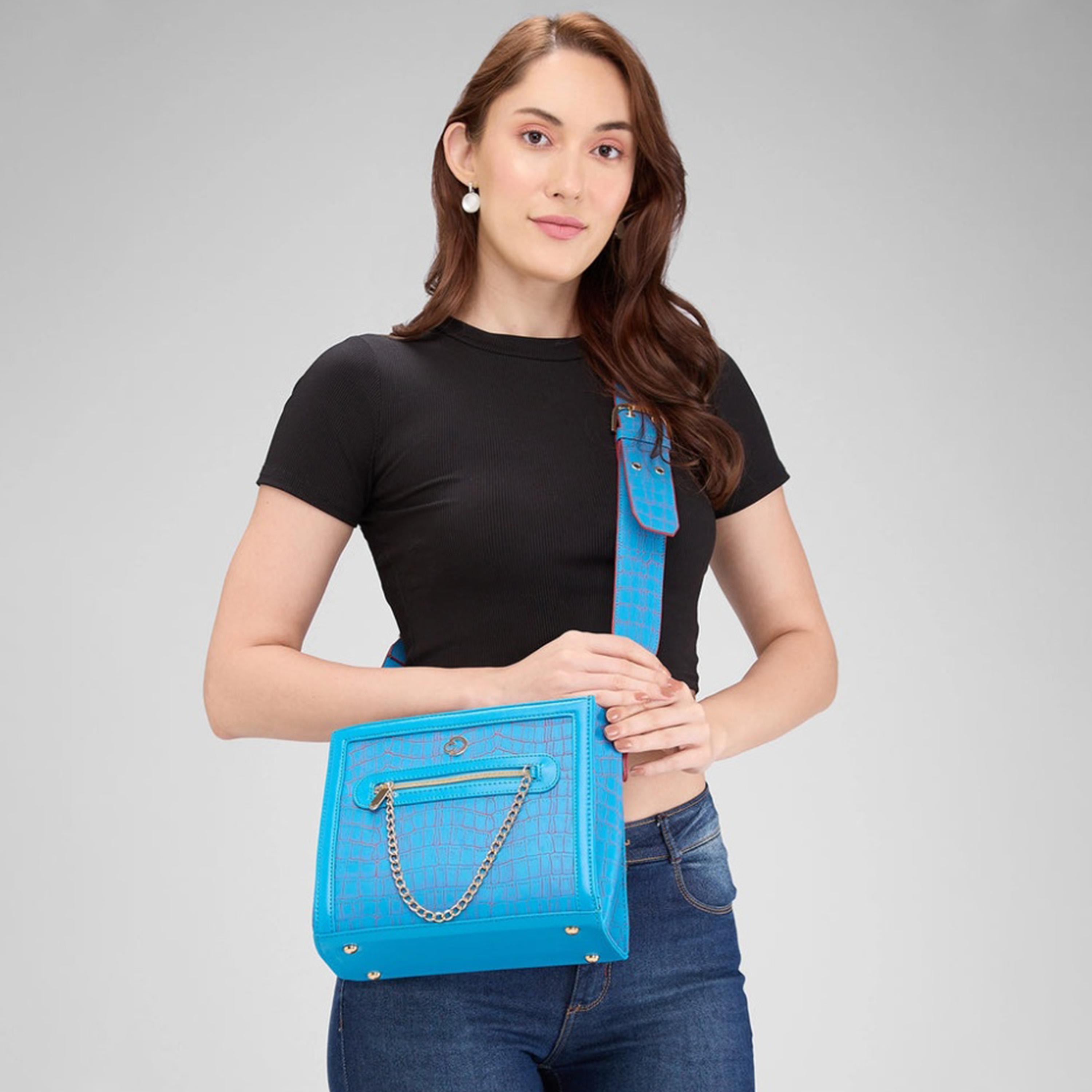 Caprese Mist Textured Crossbody Bag with Zipper and Adjustable Strap | 29 x 23 x 13 CM-women-bagsandwallets-handbags-image-3