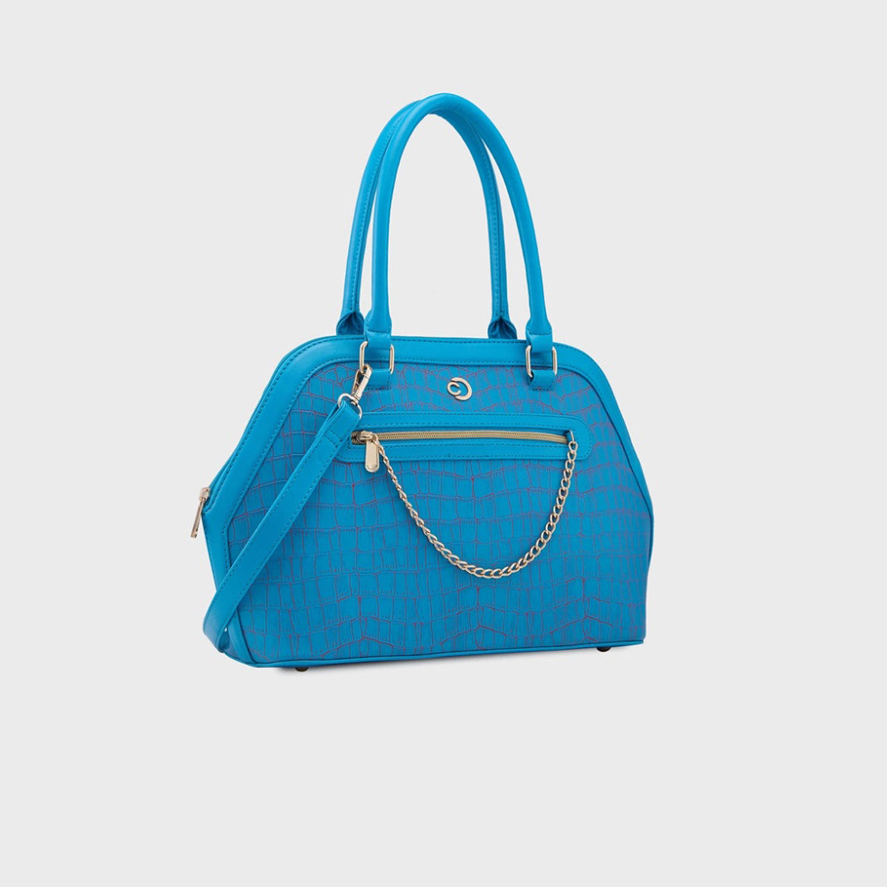 Caprese Mist Textured Double Handle Satchel Bag with Zipper and Detachable Strap | 51 x 34 x 17 CM-women-bagsandwallets-handbags-image-5
