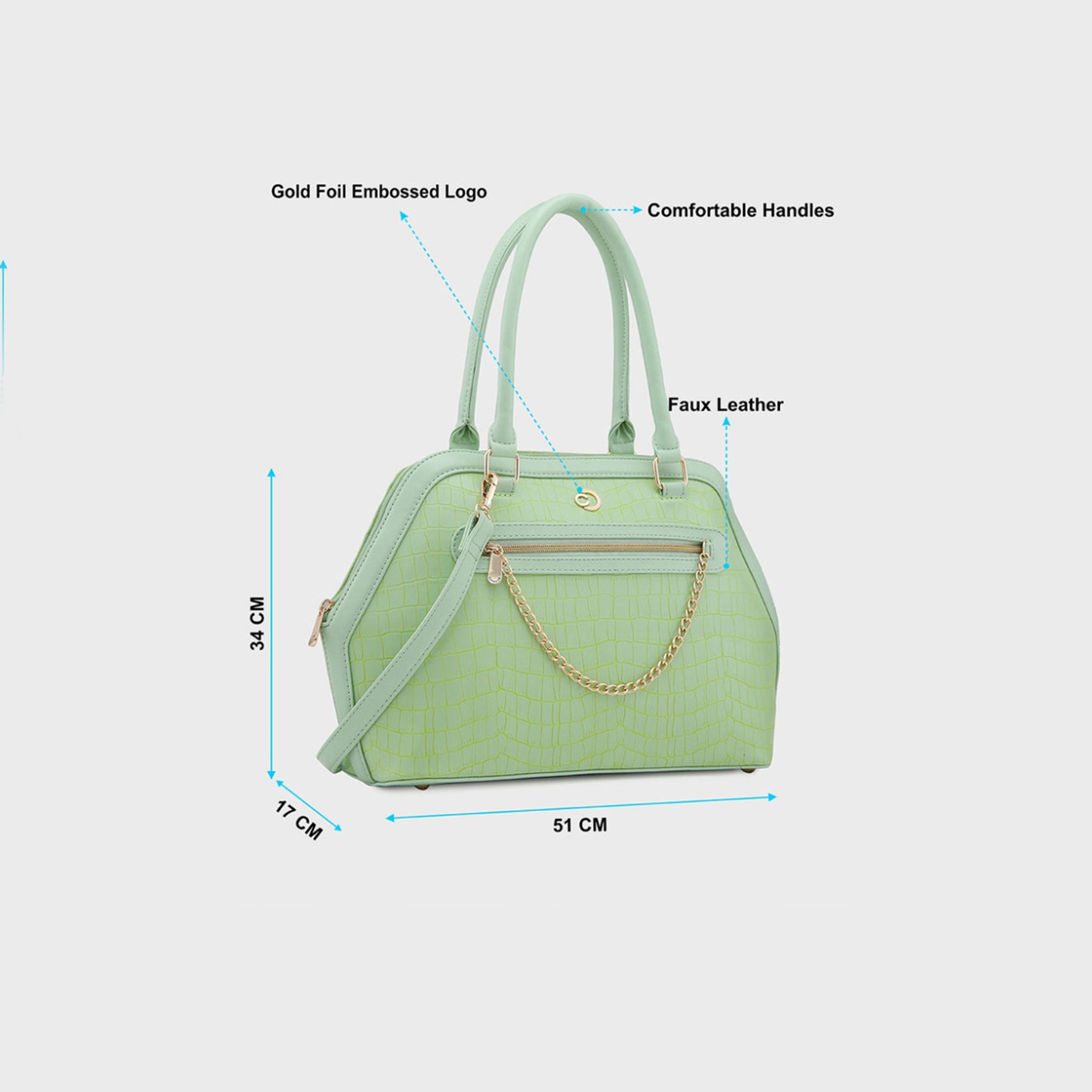 Caprese Mist Textured Double Handle Satchel Bag with Zipper and Detachable Strap | 51 x 34 x 17 CM-women-bagsandwallets-handbags-image-3