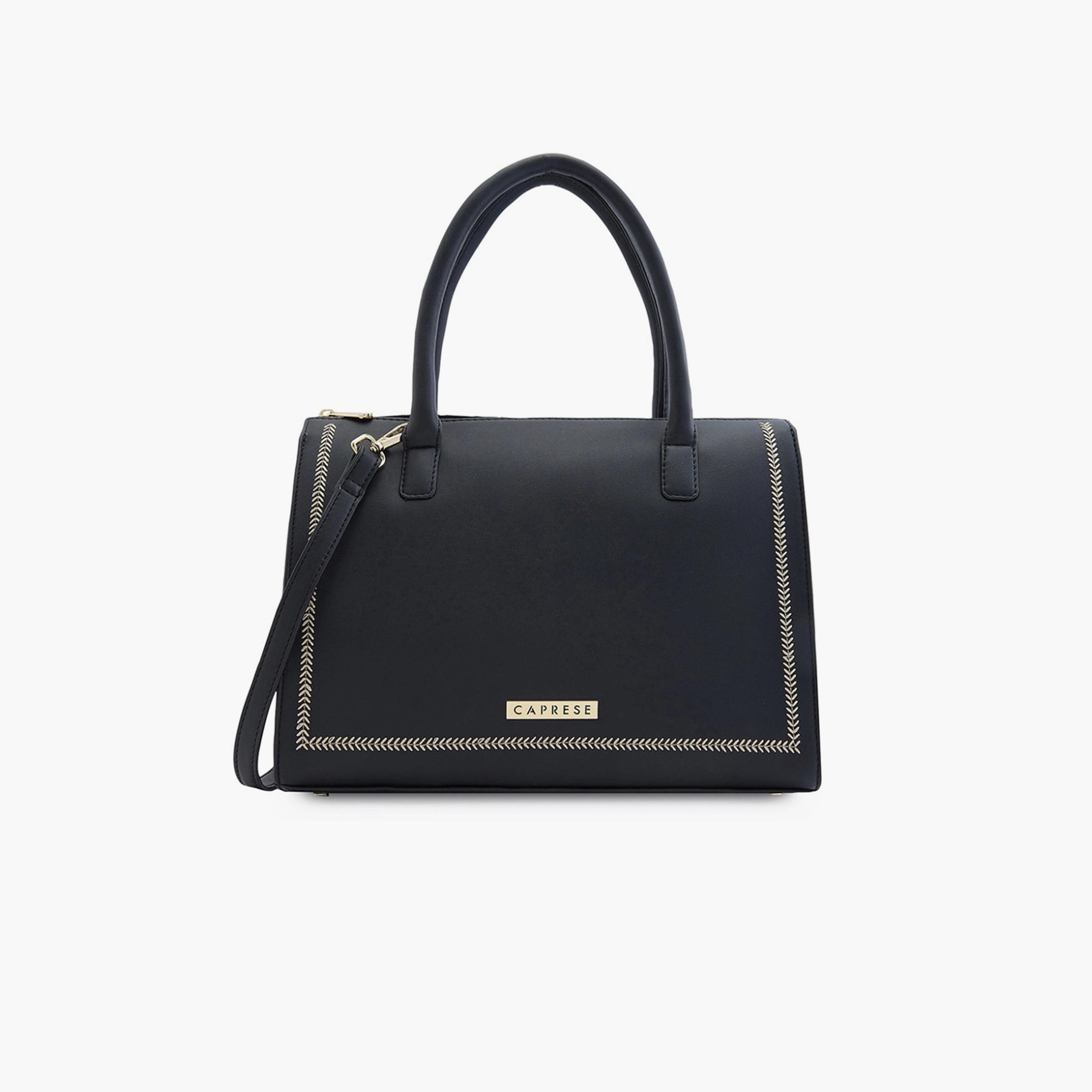 Caprese Poppy Design Detail Double Handle Satchel Bag with Zipper and Detachable Strap | 28 x 22 x 11 CM-women-bagsandwallets-handbags-image-1