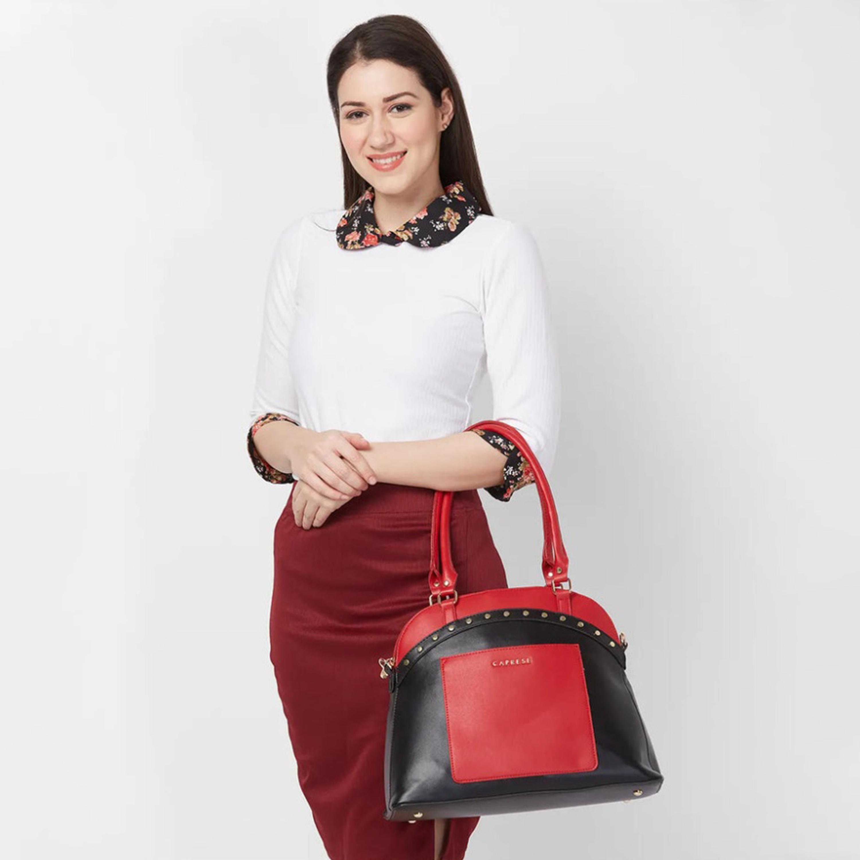 Caprese Shelby Color Block Double Handle Satchel Bag with Zipper and Detachable Strap | 28 x 22 x 11 CM-women-bagsandwallets-handbags-image-2