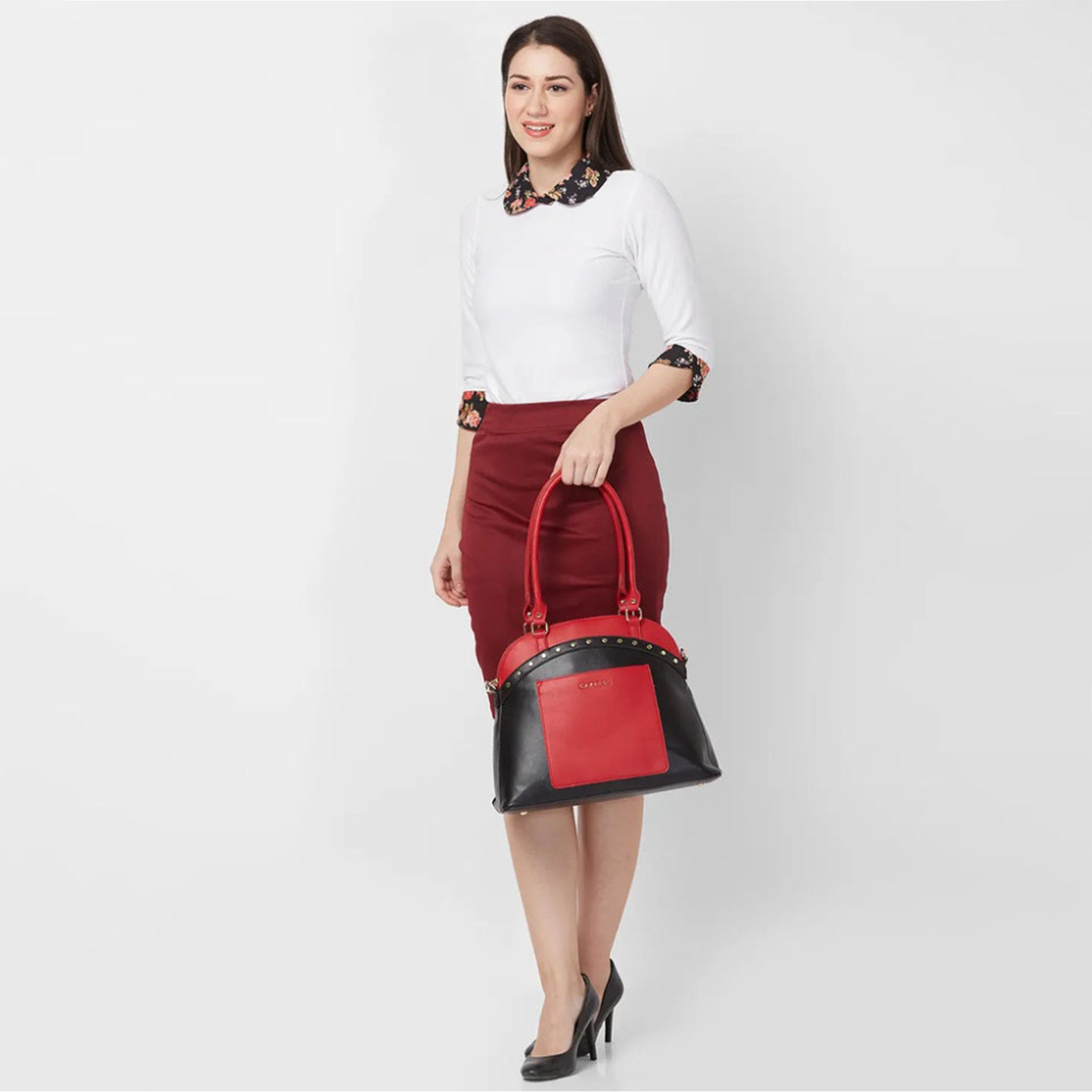 Caprese Shelby Color Block Double Handle Satchel Bag with Zipper and Detachable Strap | 28 x 22 x 11 CM-women-bagsandwallets-handbags-image-3