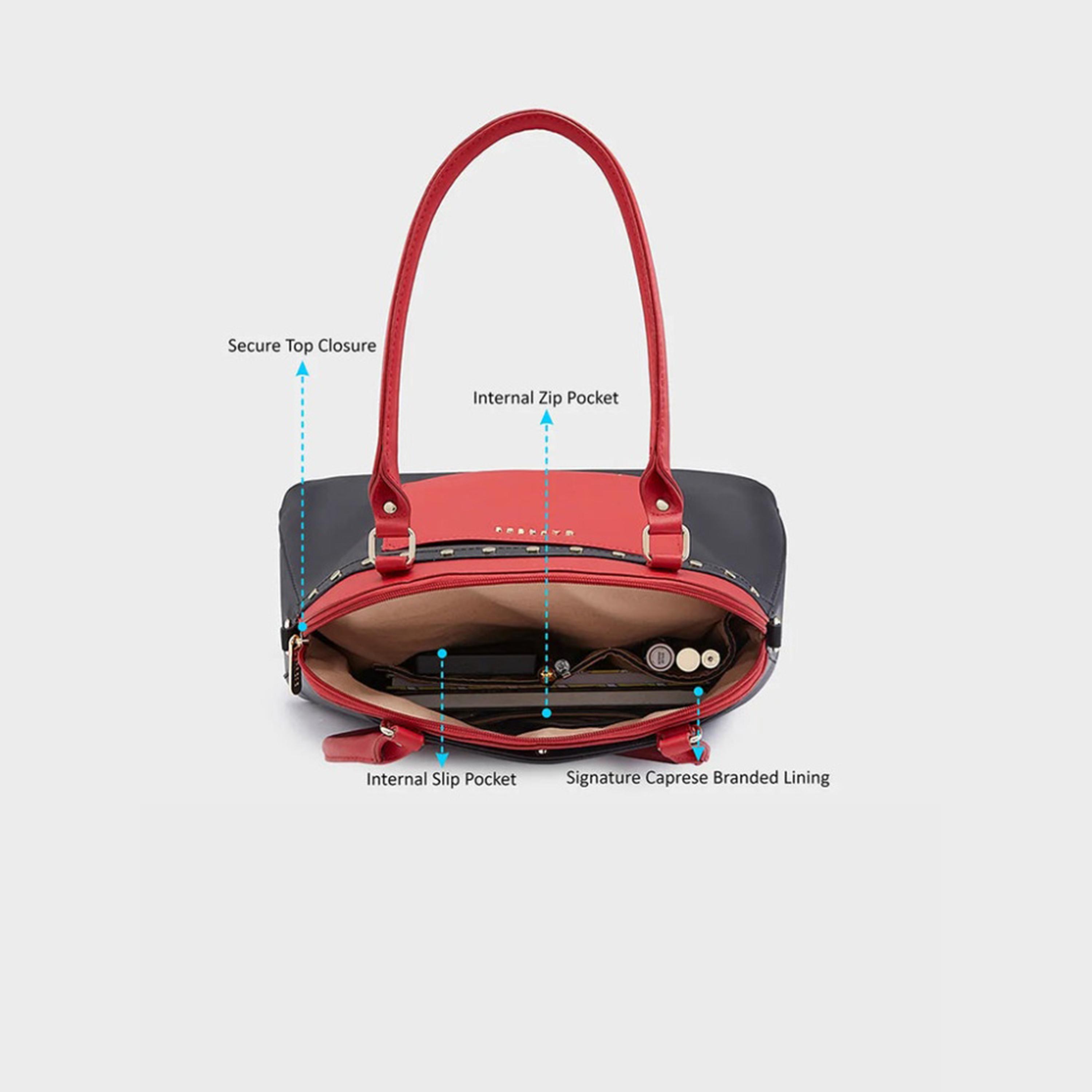 Caprese Shelby Color Block Double Handle Satchel Bag with Zipper and Detachable Strap | 28 x 22 x 11 CM-women-bagsandwallets-handbags-image-6