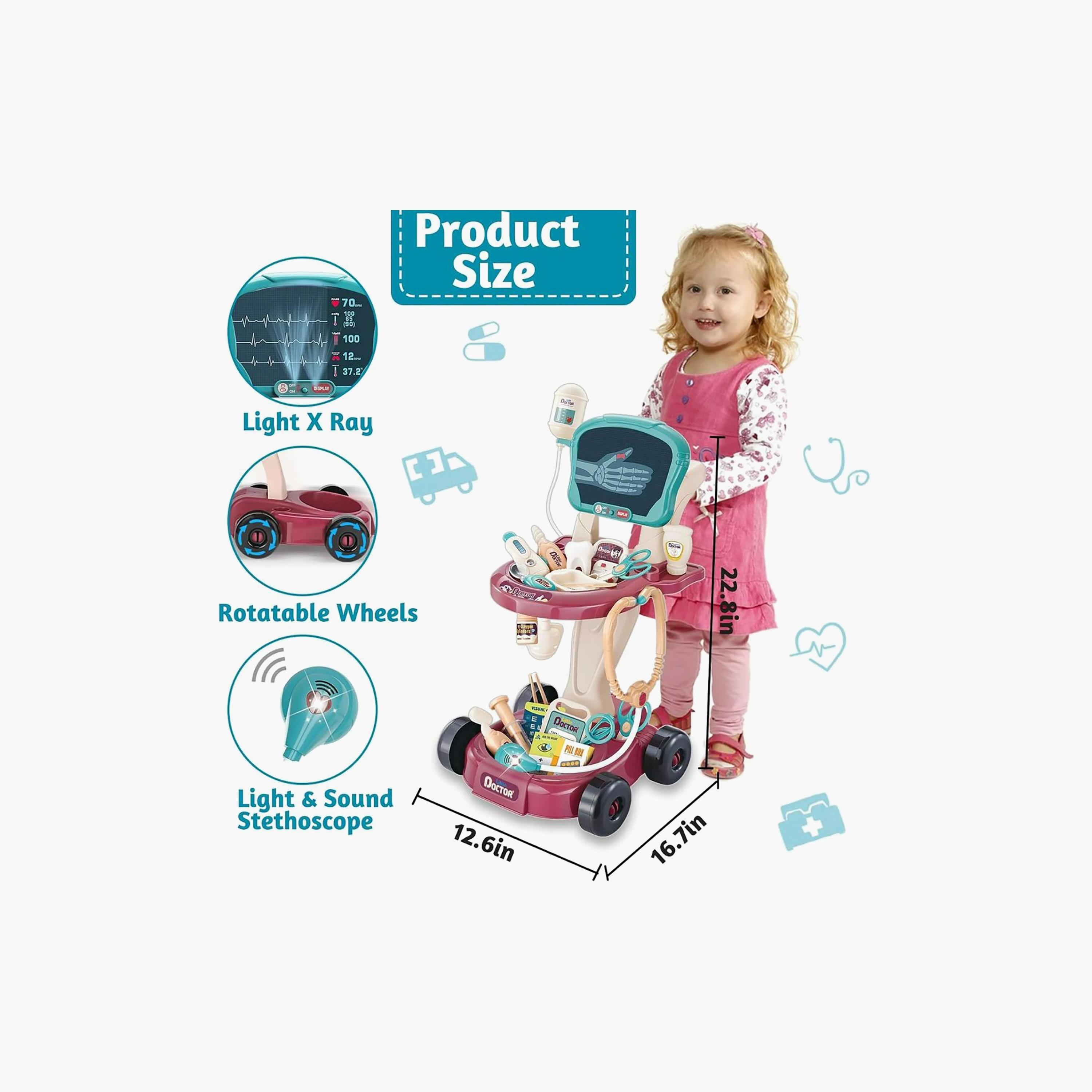 مجموعة لعب عربة الأدوات الطبية مع شاشة الأشعة السينية ميني باندا - 3 سنوات فما فوق-toys-roleplay-doctorsets-image-8