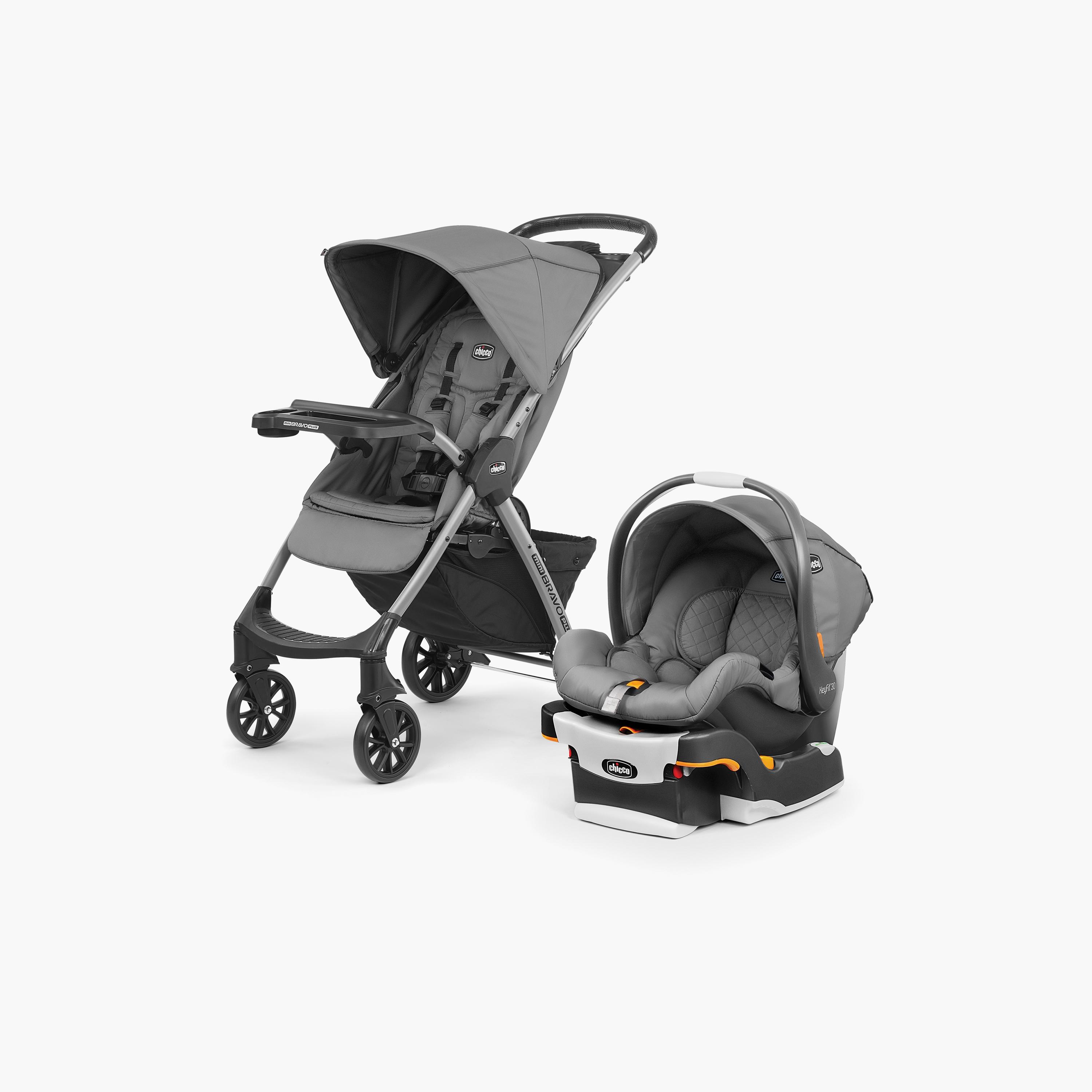 Chicco Mini Bravo Plus Travel System - 0 Months-3 Years - Slate-baby-gear-strollersandprams-travelsystems-image-1