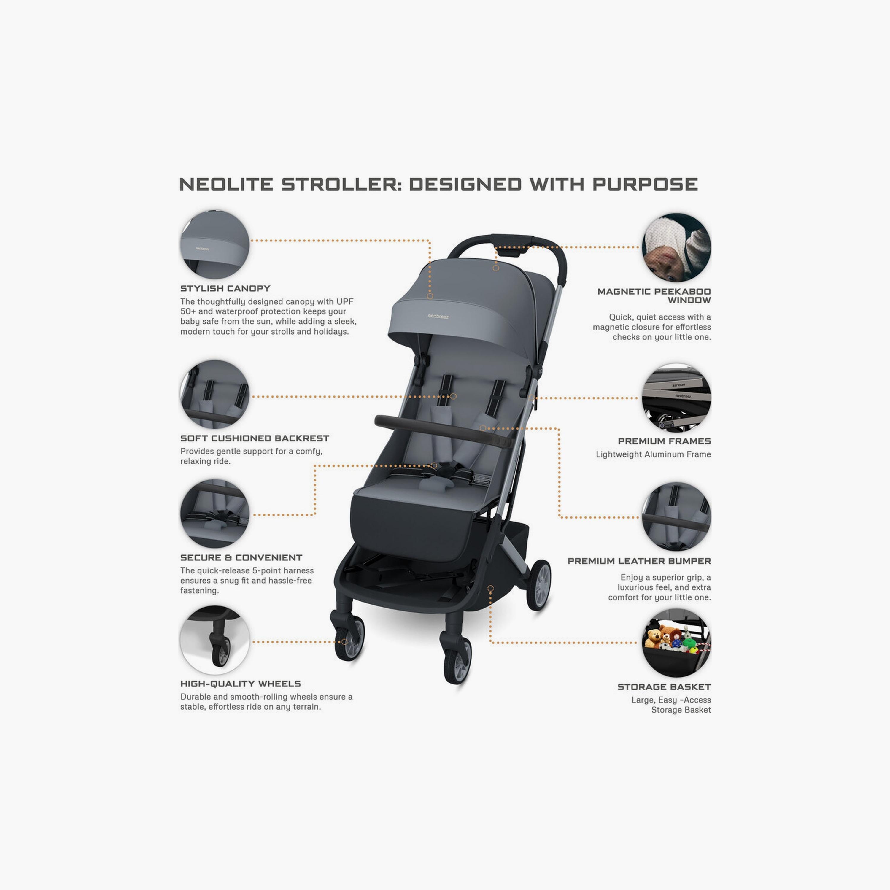 Neobreez Neolite Ultra-Lightweight Travel Stroller With Canopy, Up To 22Kg-baby-gear-strollersandprams-strollers-image-4