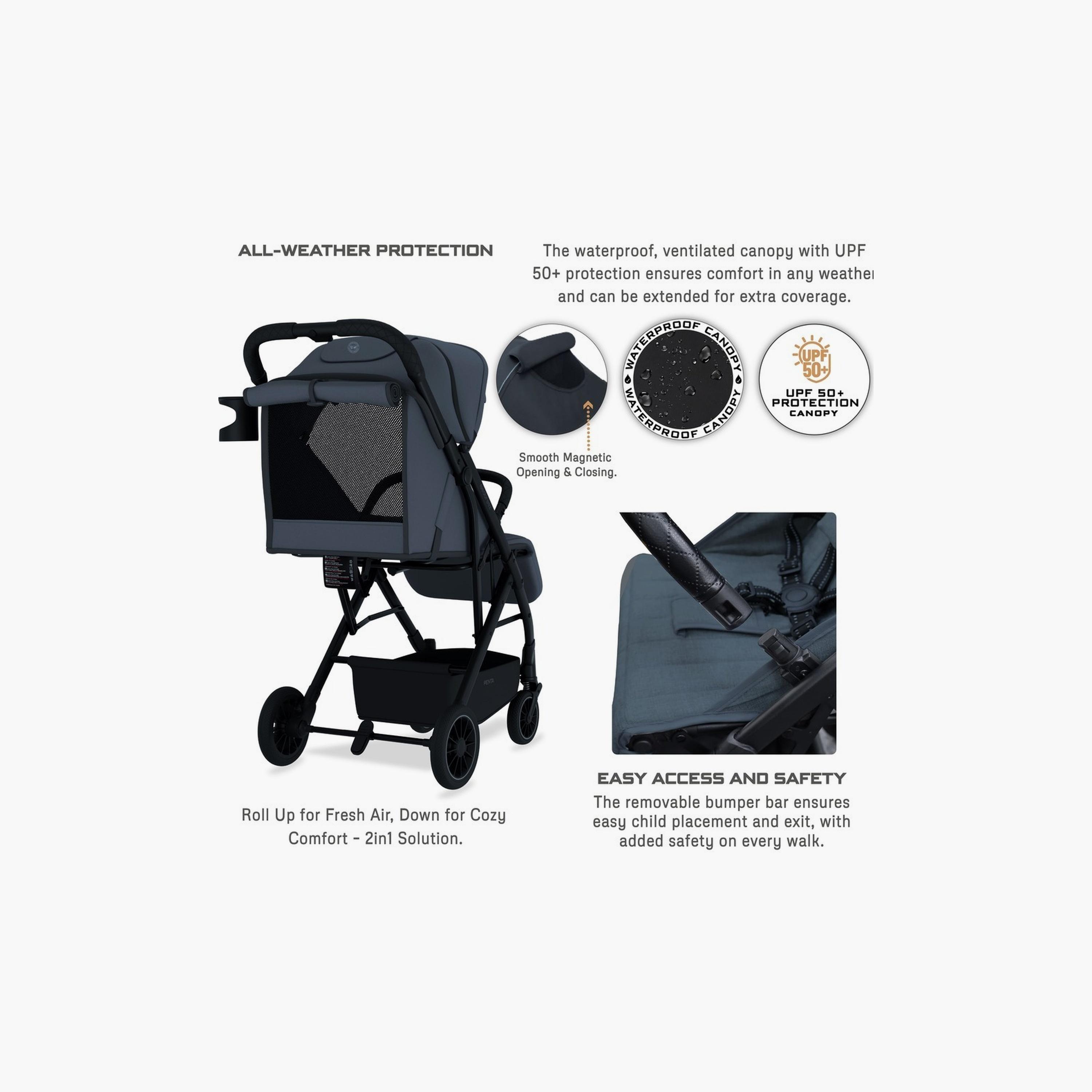 Neobreez Penta Compact Travel Stroller With Cup Holder And Canopy, 15Kg-baby-gear-strollersandprams-strollers-image-4