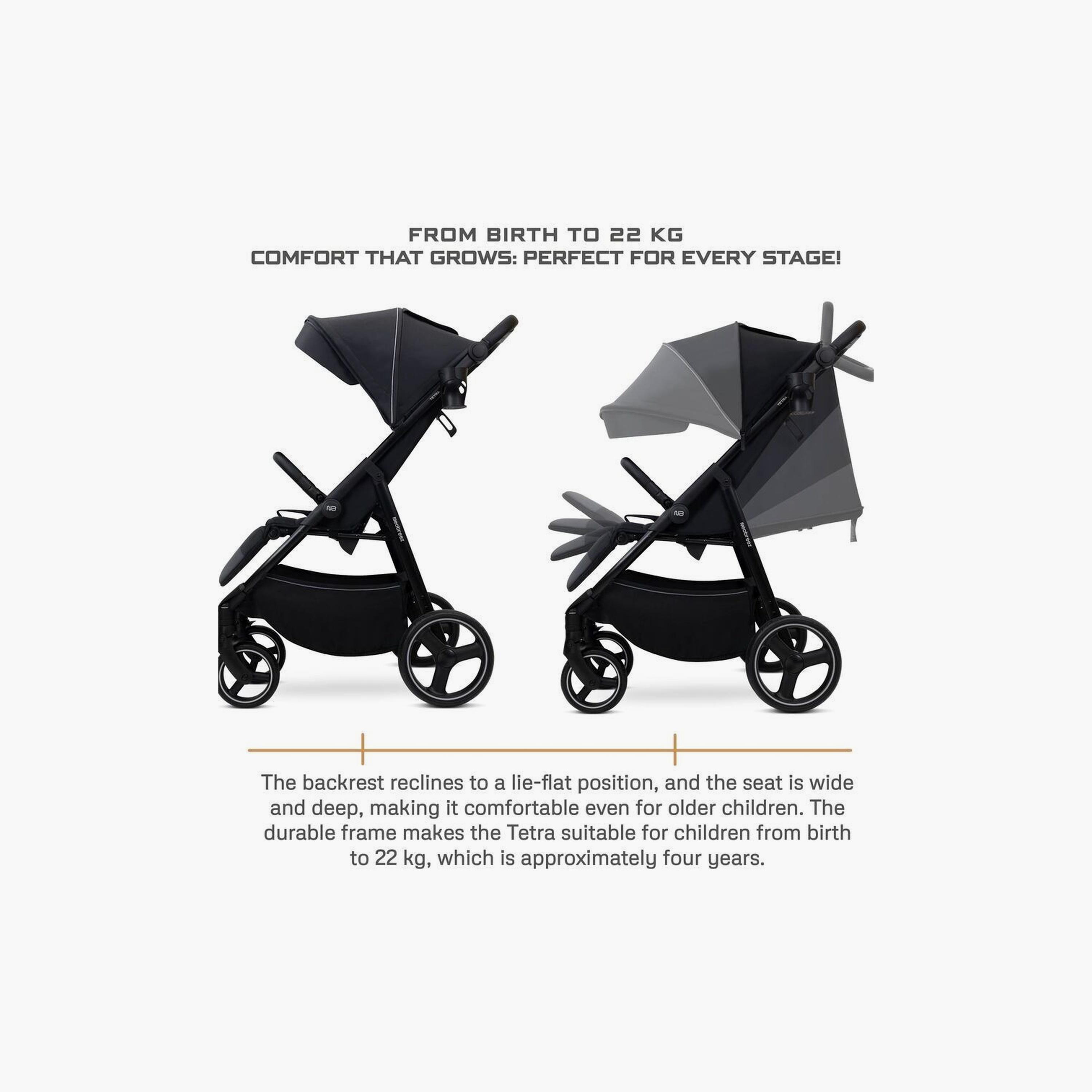 Neobreez Tetra Ultra-Compact Travel Stroller With Cup Holder And Canopy, Up To 22Kg-baby-gear-strollersandprams-strollers-image-2