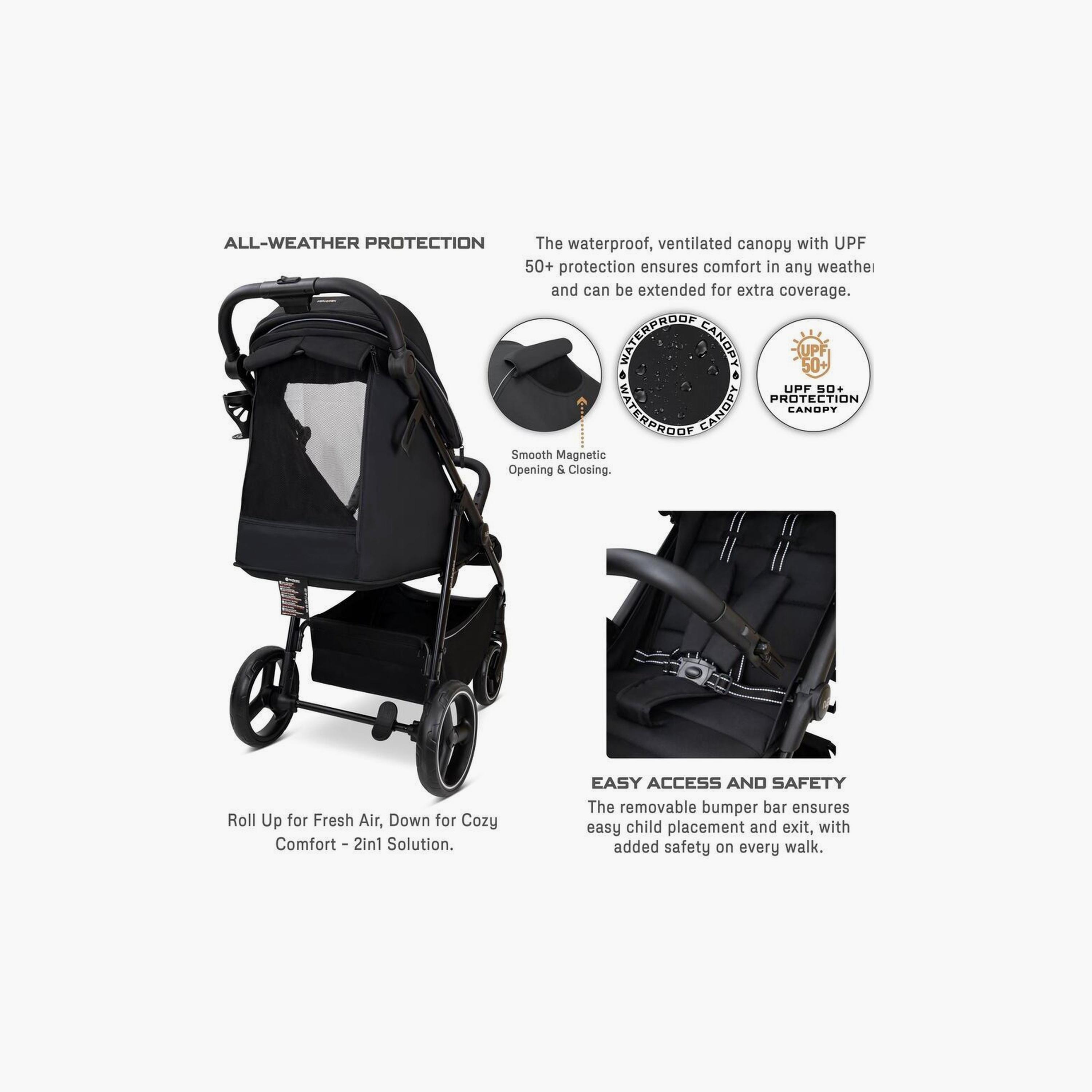 Neobreez Tetra Ultra-Compact Travel Stroller With Cup Holder And Canopy, Up To 22Kg-baby-gear-strollersandprams-strollers-image-7